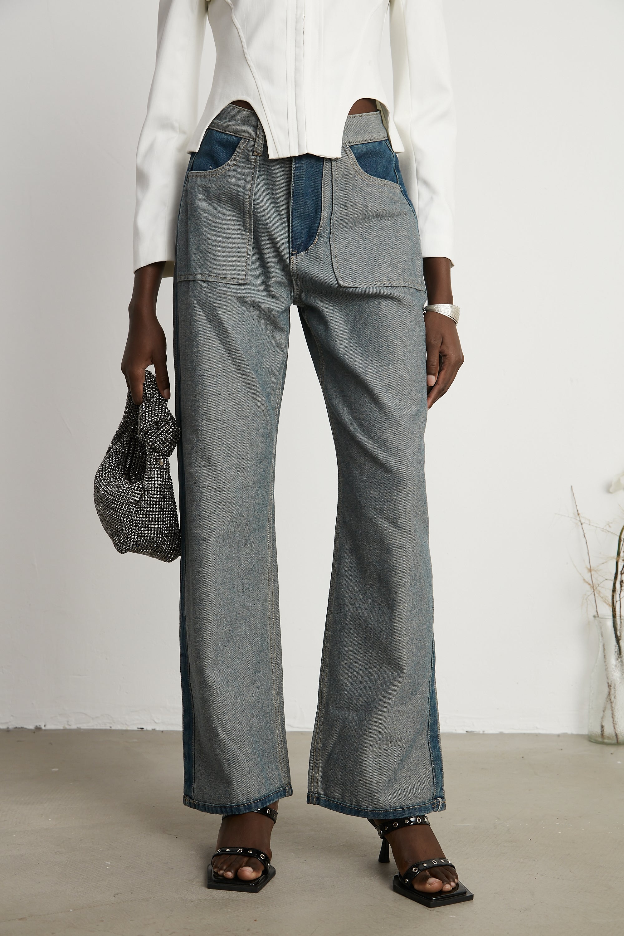 Clothilde wide-leg panelled jeans