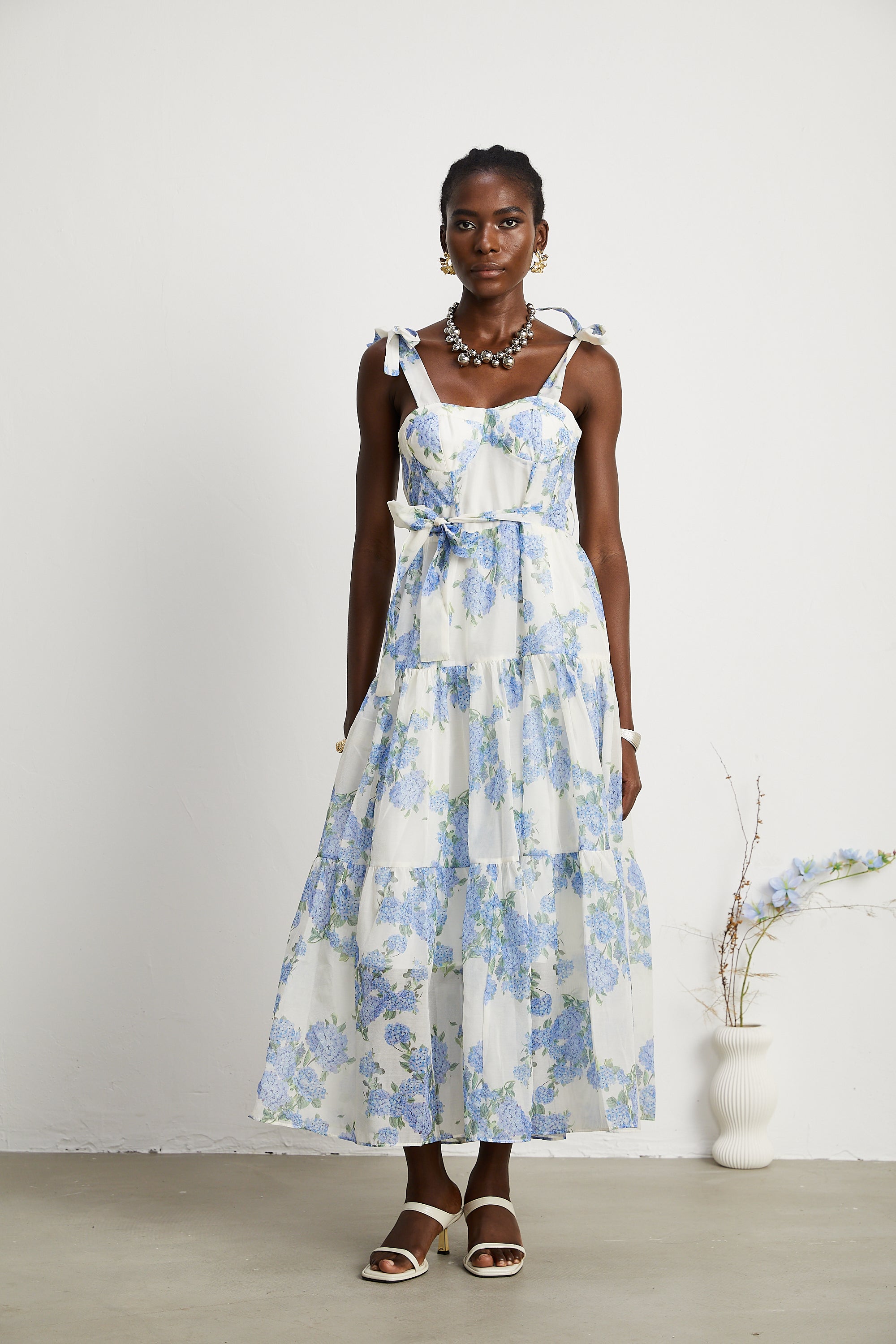 Sylvie floral-print pleated midi dress