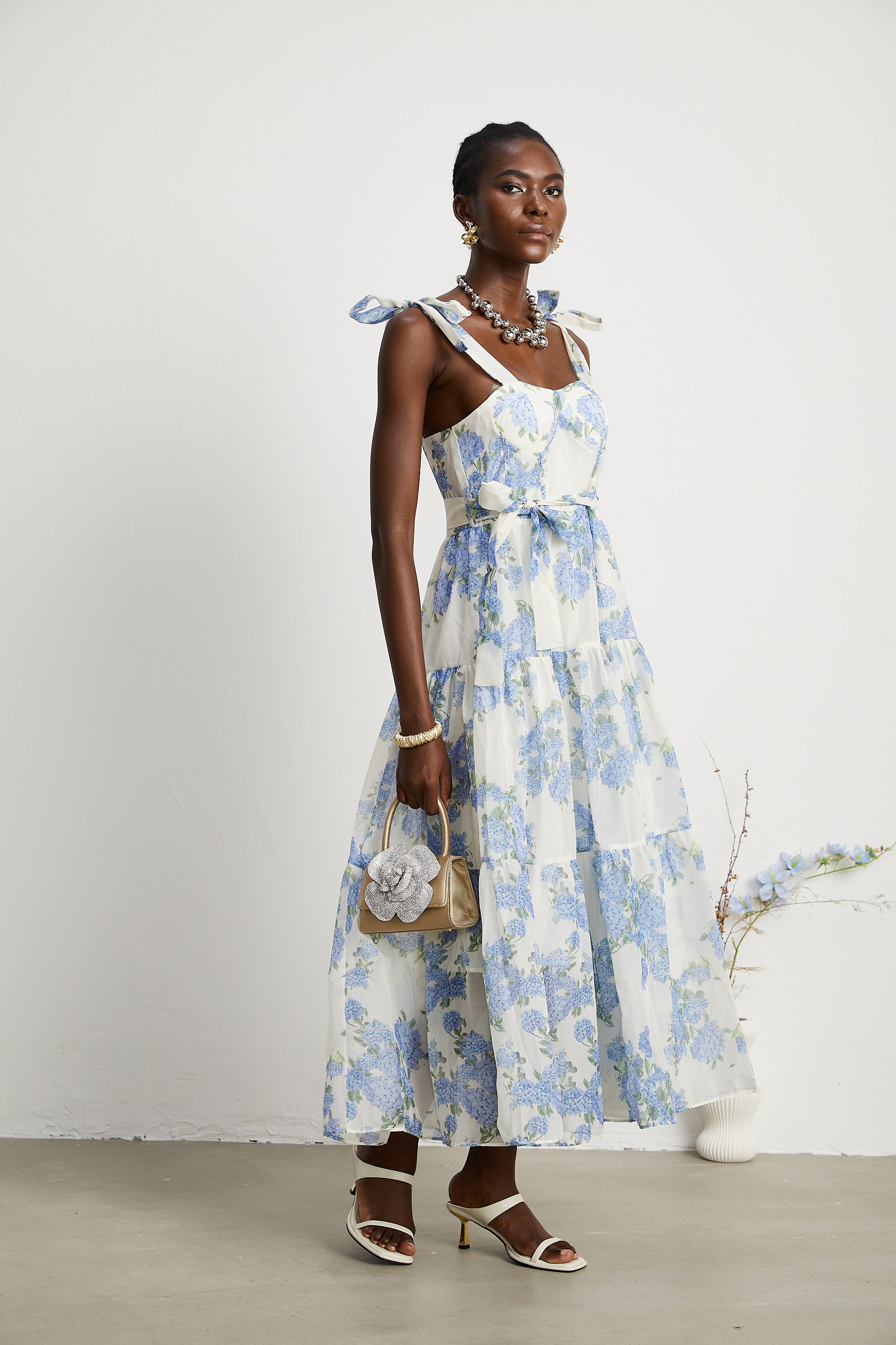 Sylvie floral-print pleated midi dress