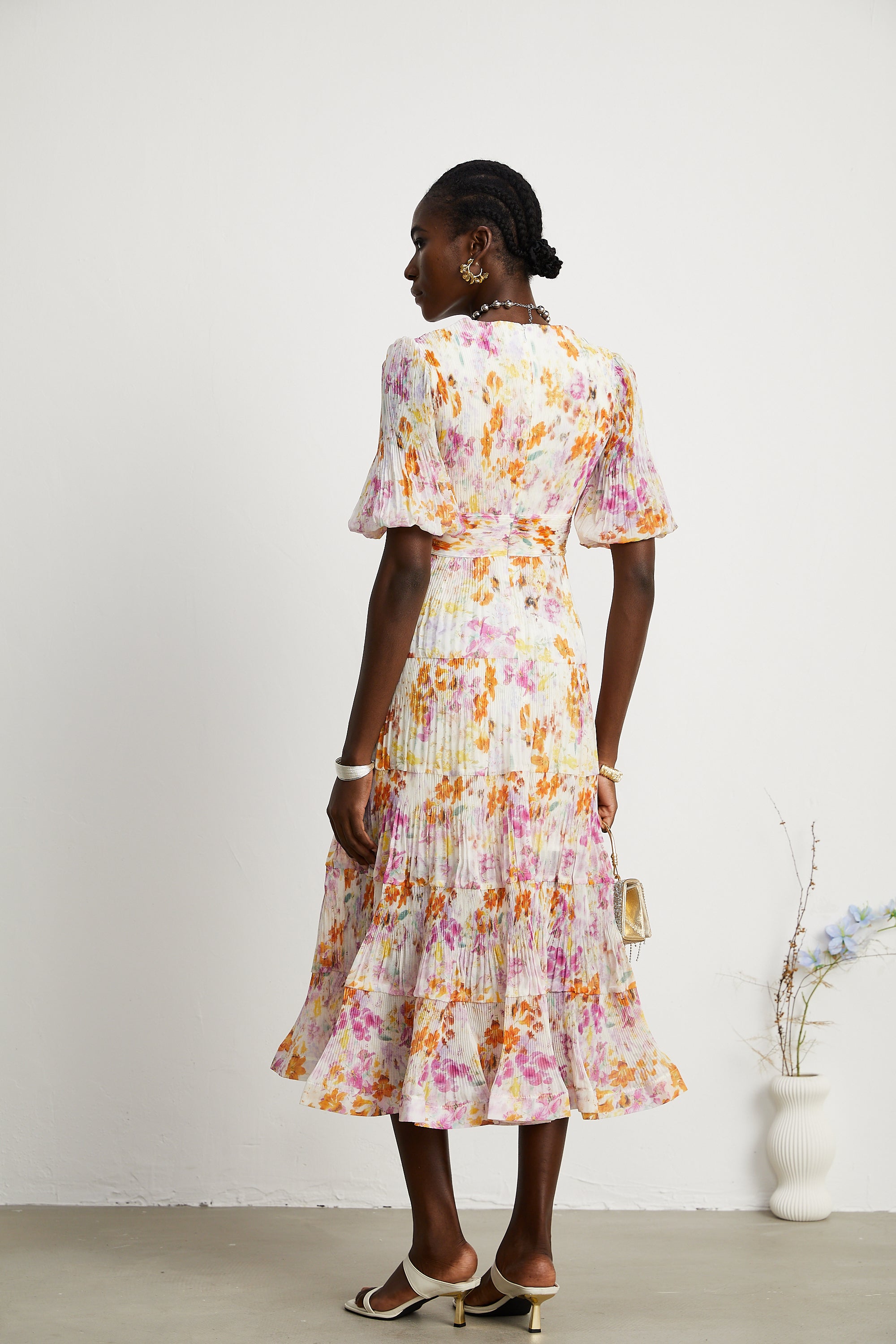 Céleste floral-print layered midi dress