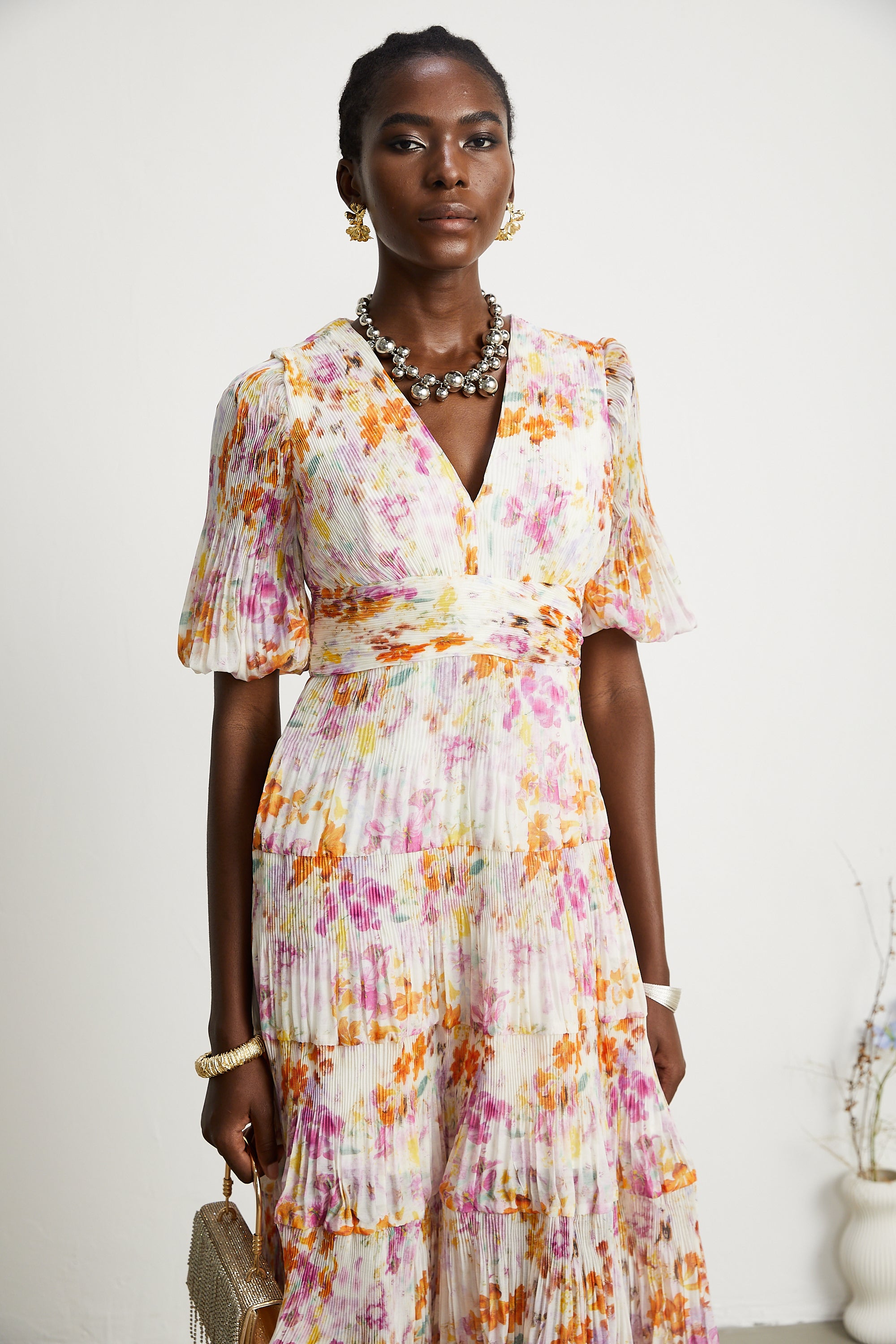 Céleste floral-print layered midi dress