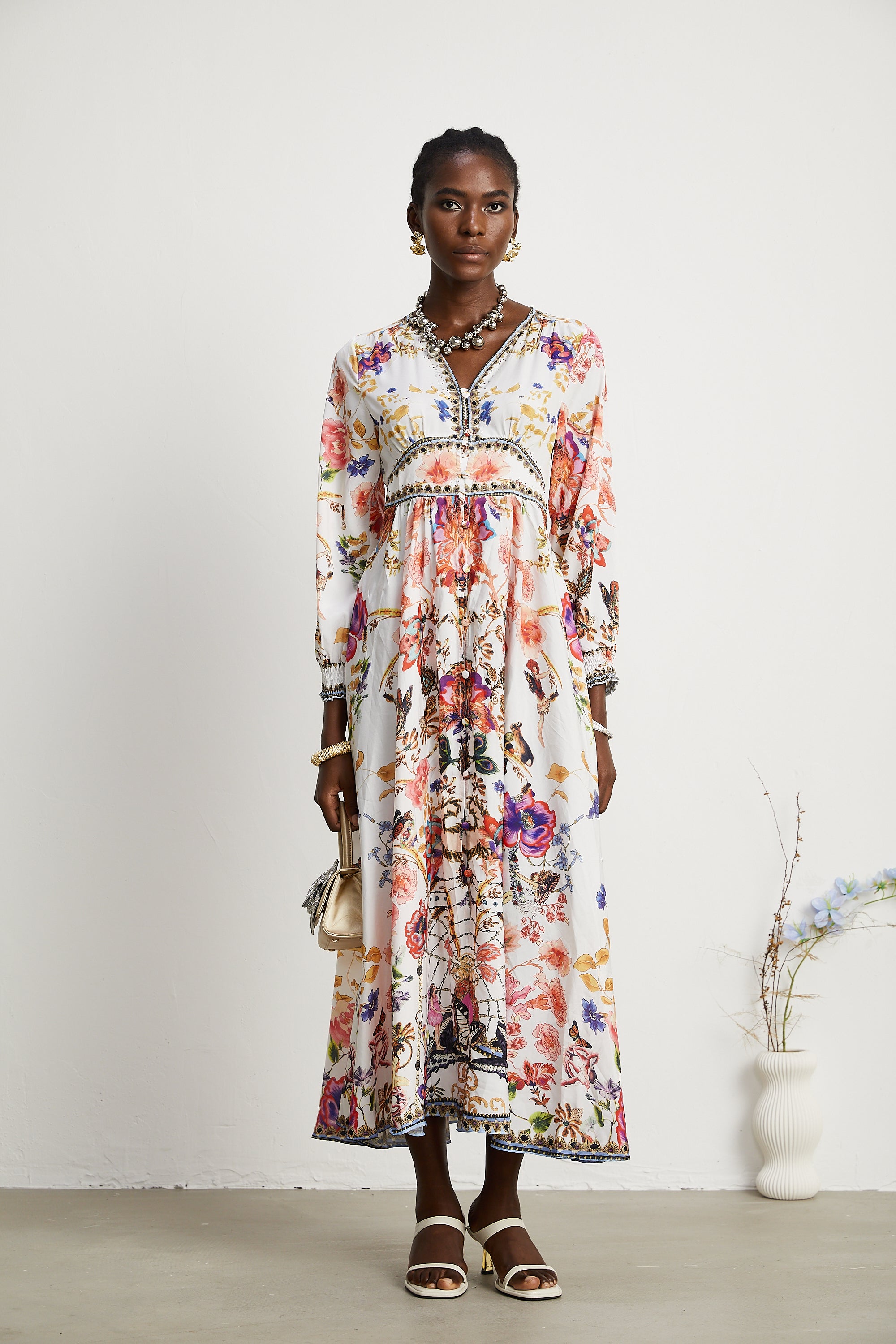 Airina floral V-neck maxi dress