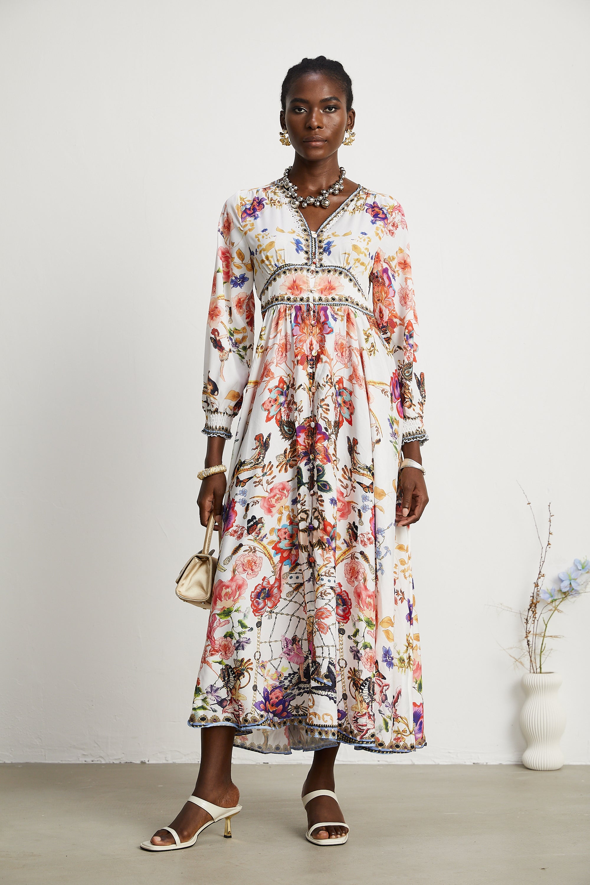 Airina floral V-neck maxi dress