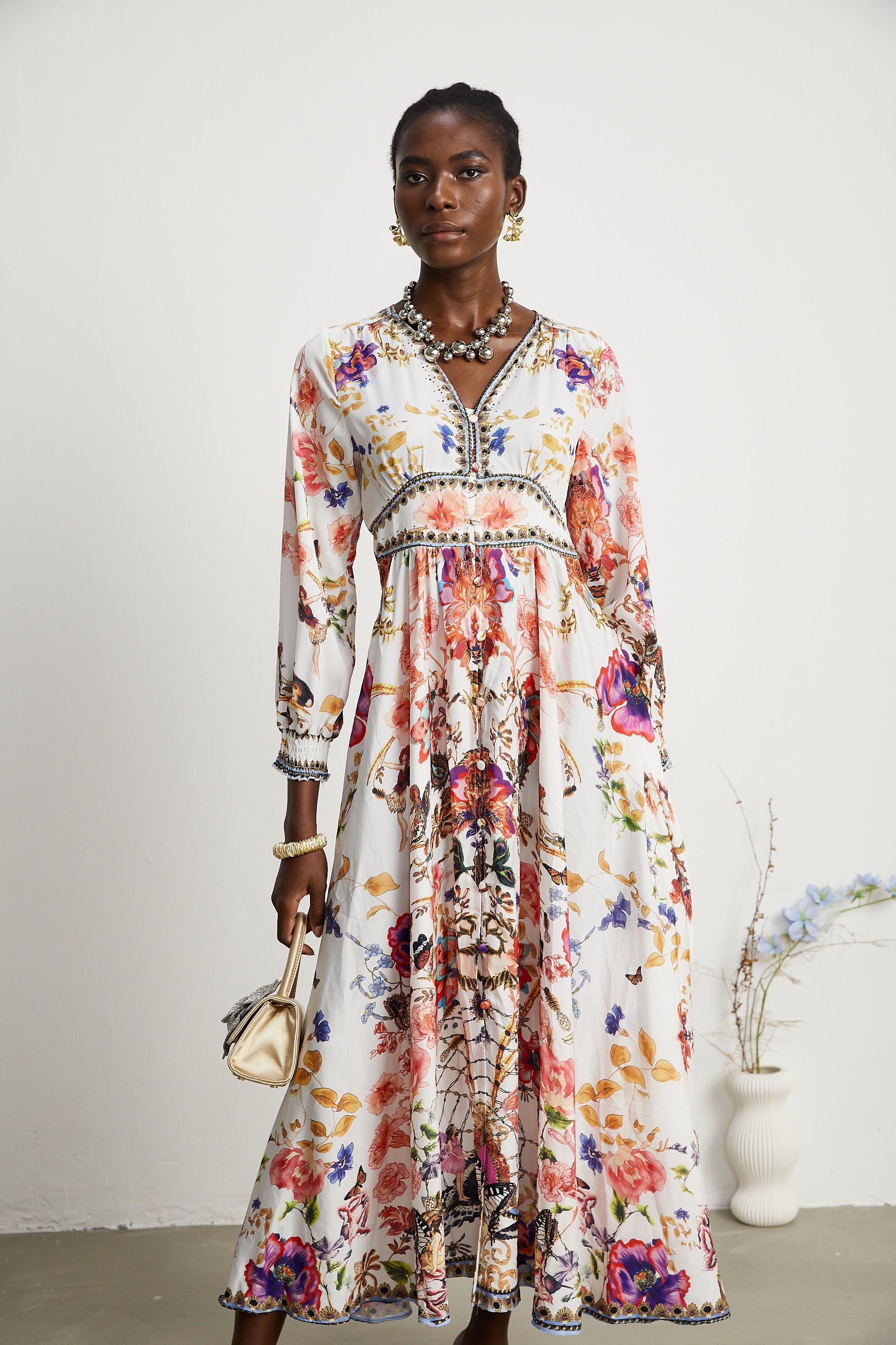 Airina floral V-neck maxi dress