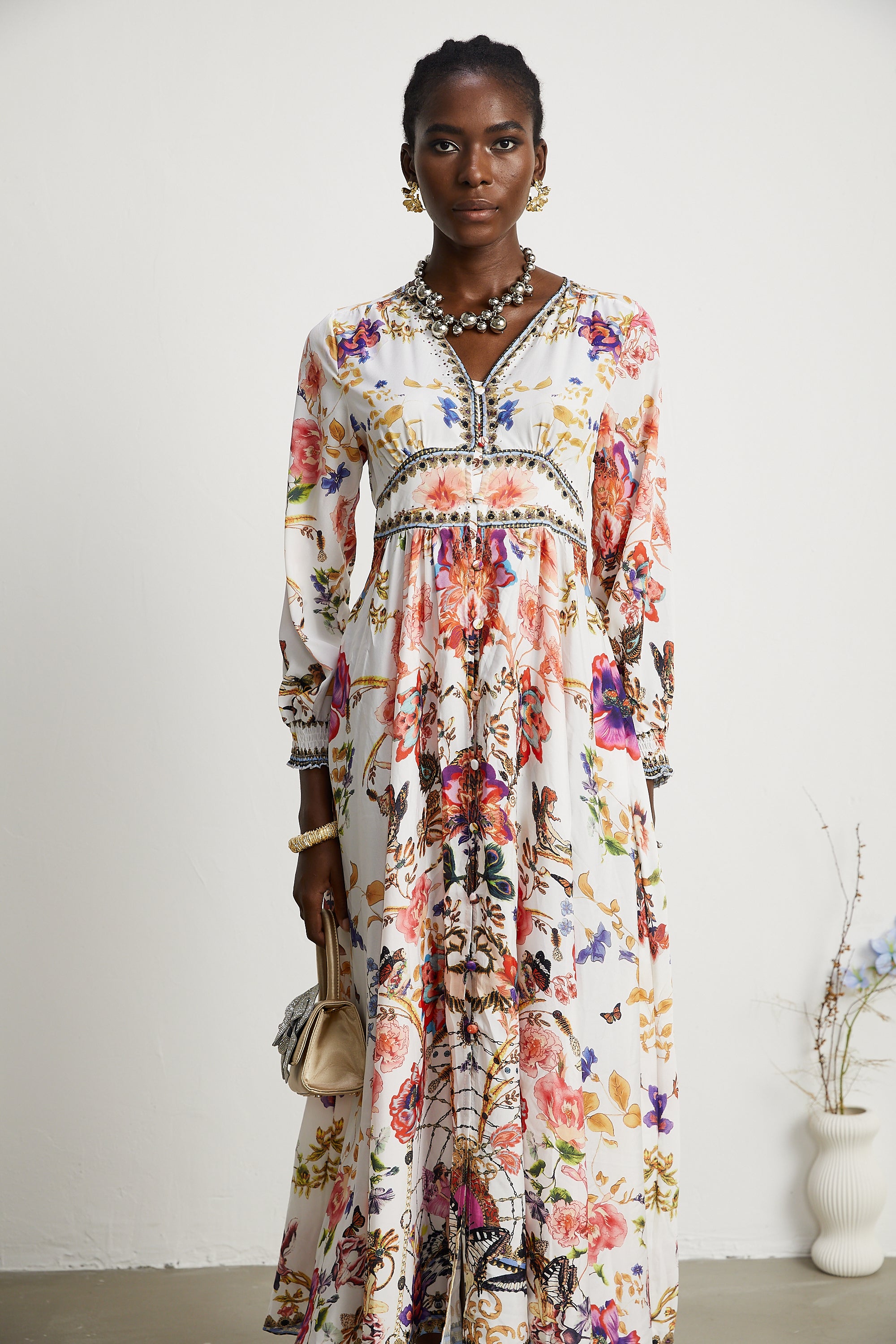 Airina floral V-neck maxi dress