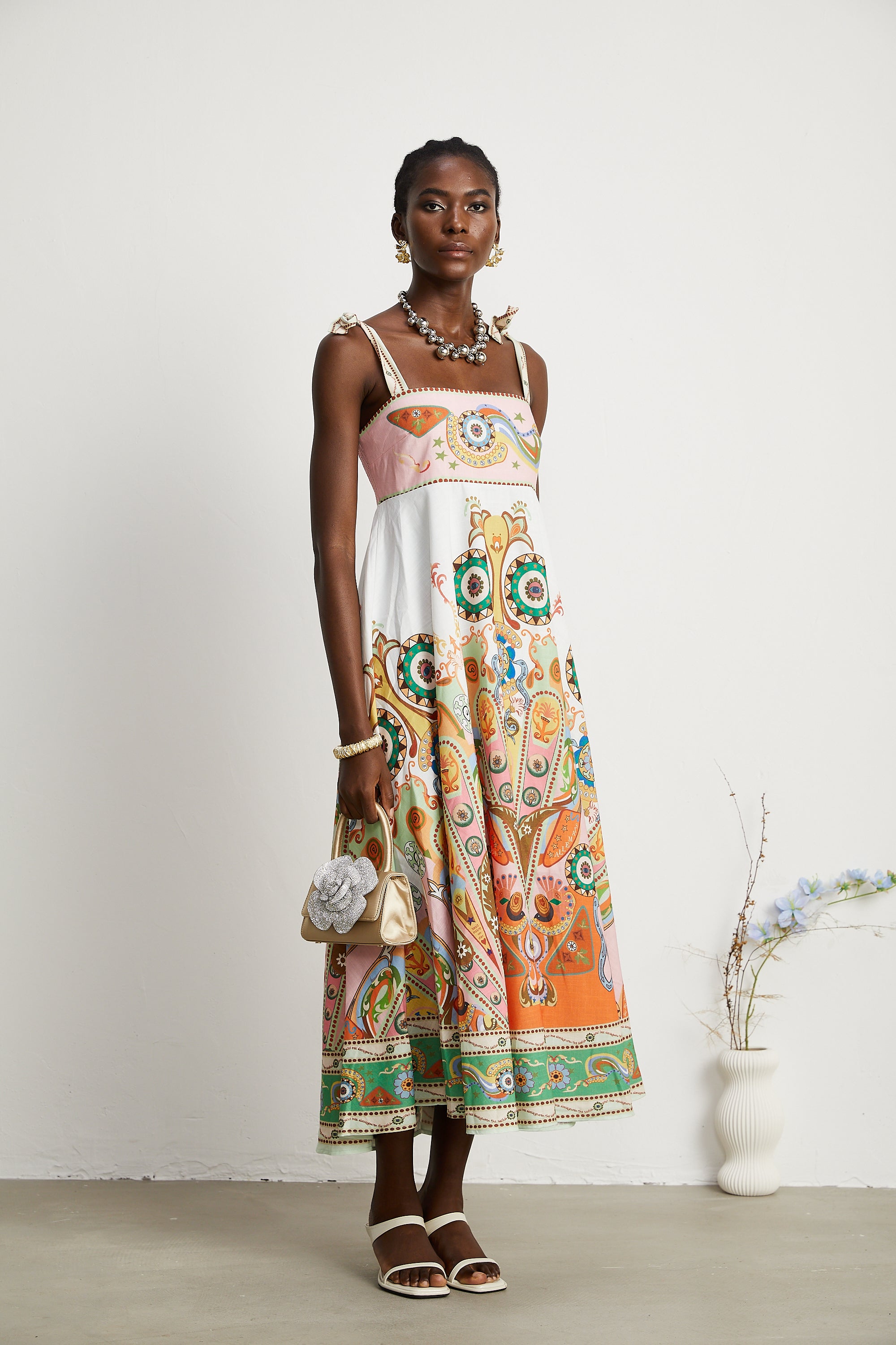 Claudia printed sleeveless maxi dress