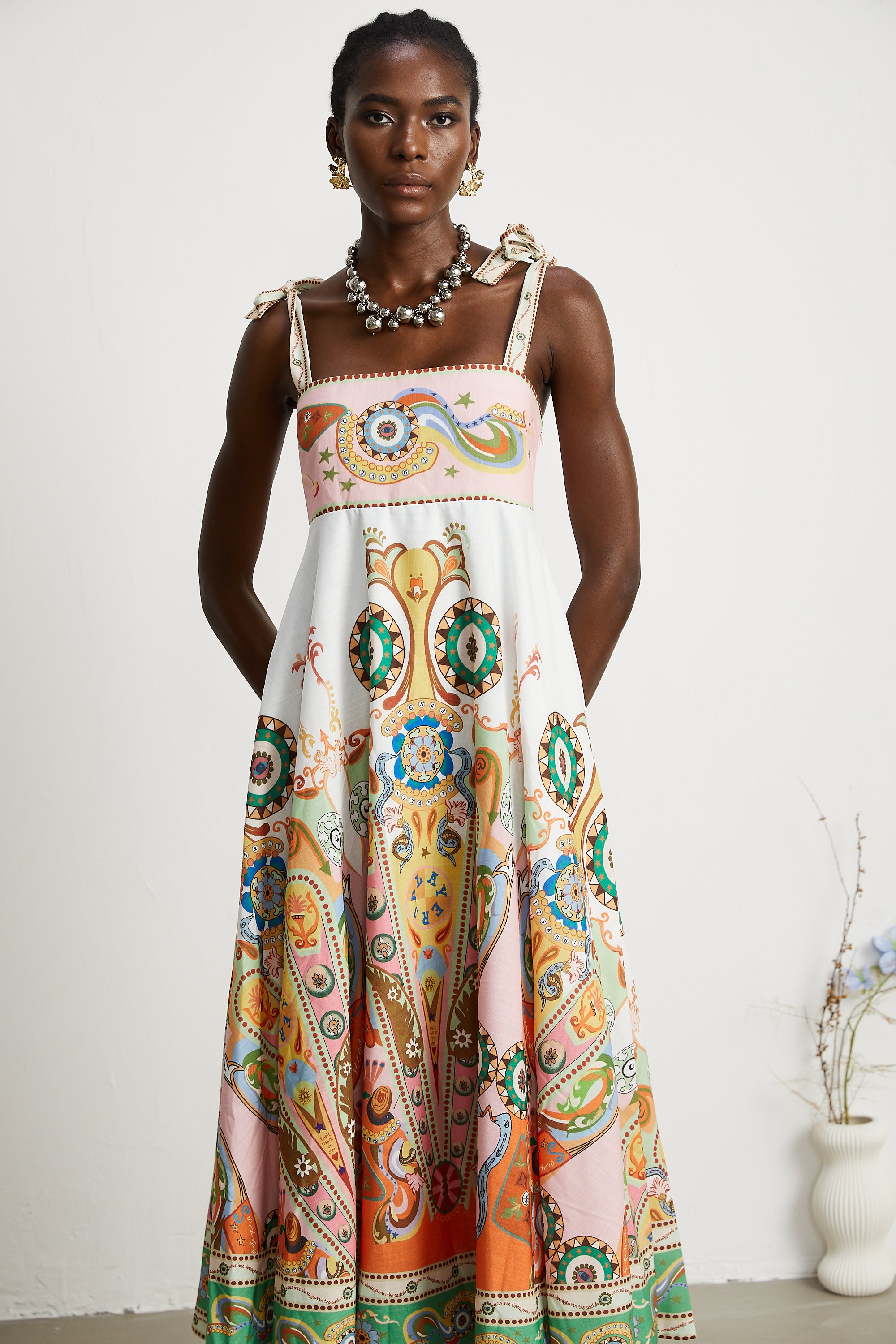 Claudia printed sleeveless maxi dress