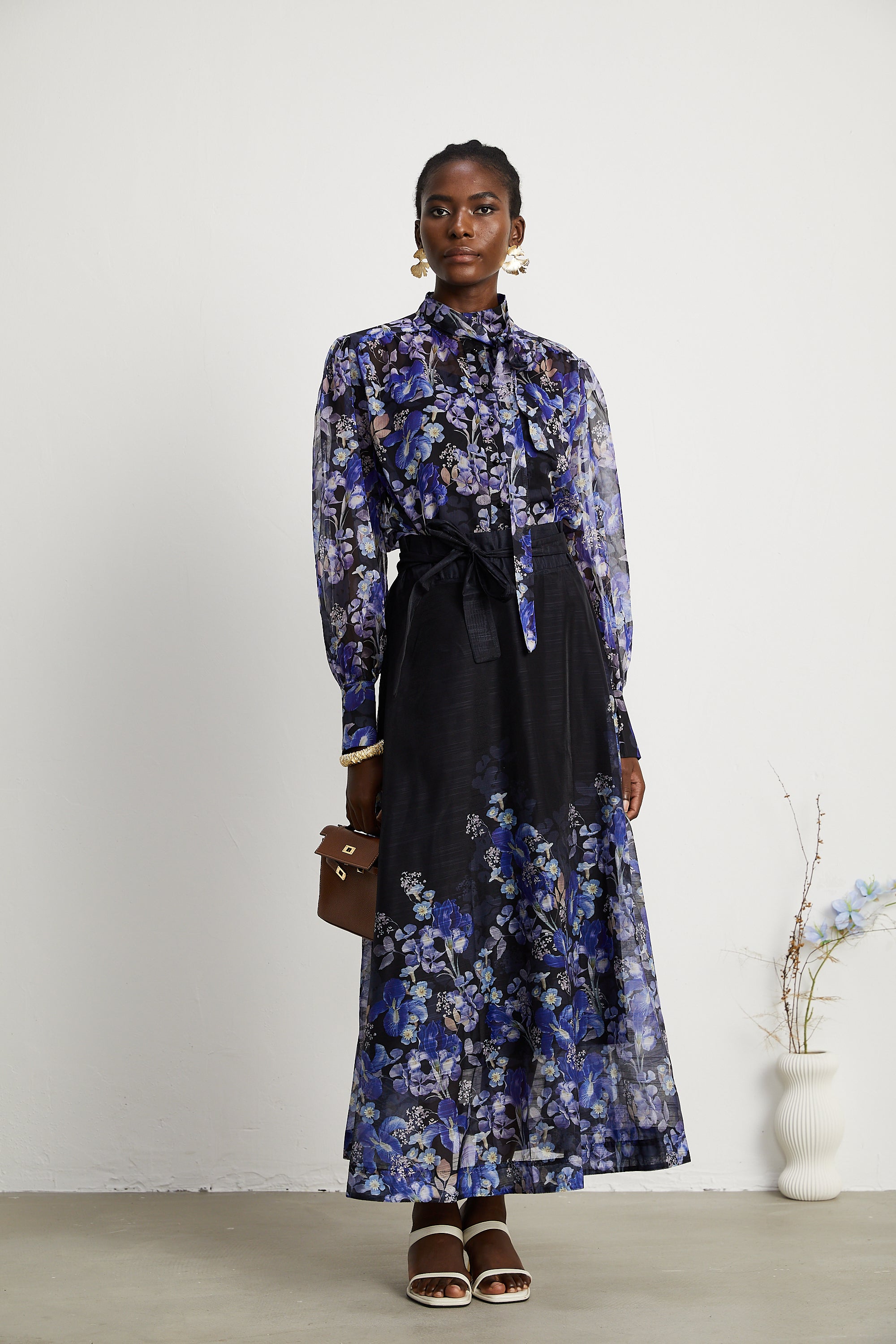 Blanche floral-print shirt & skirt matching set