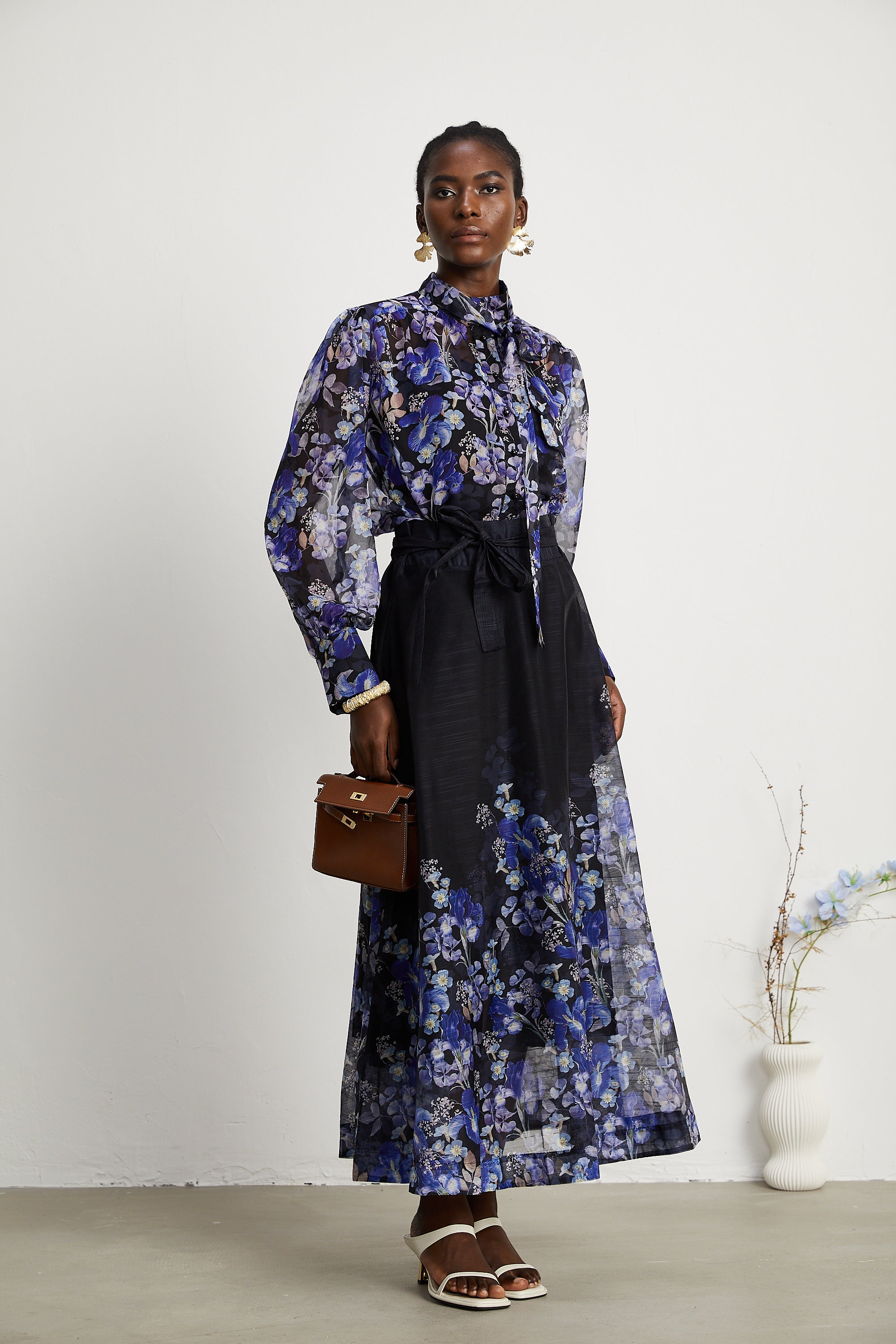 Blanche floral-print shirt & skirt matching set