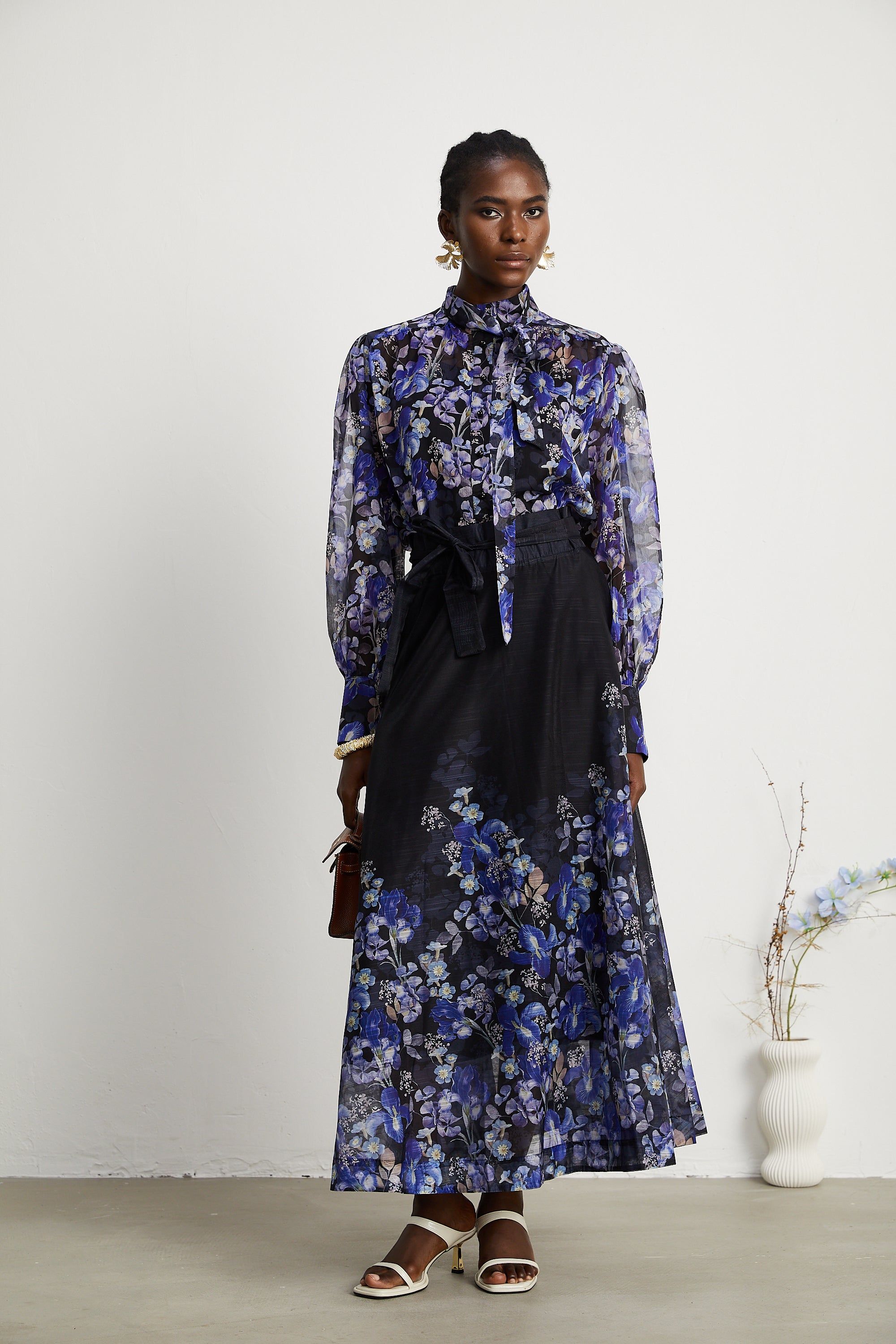 Blanche floral-print shirt & skirt matching set