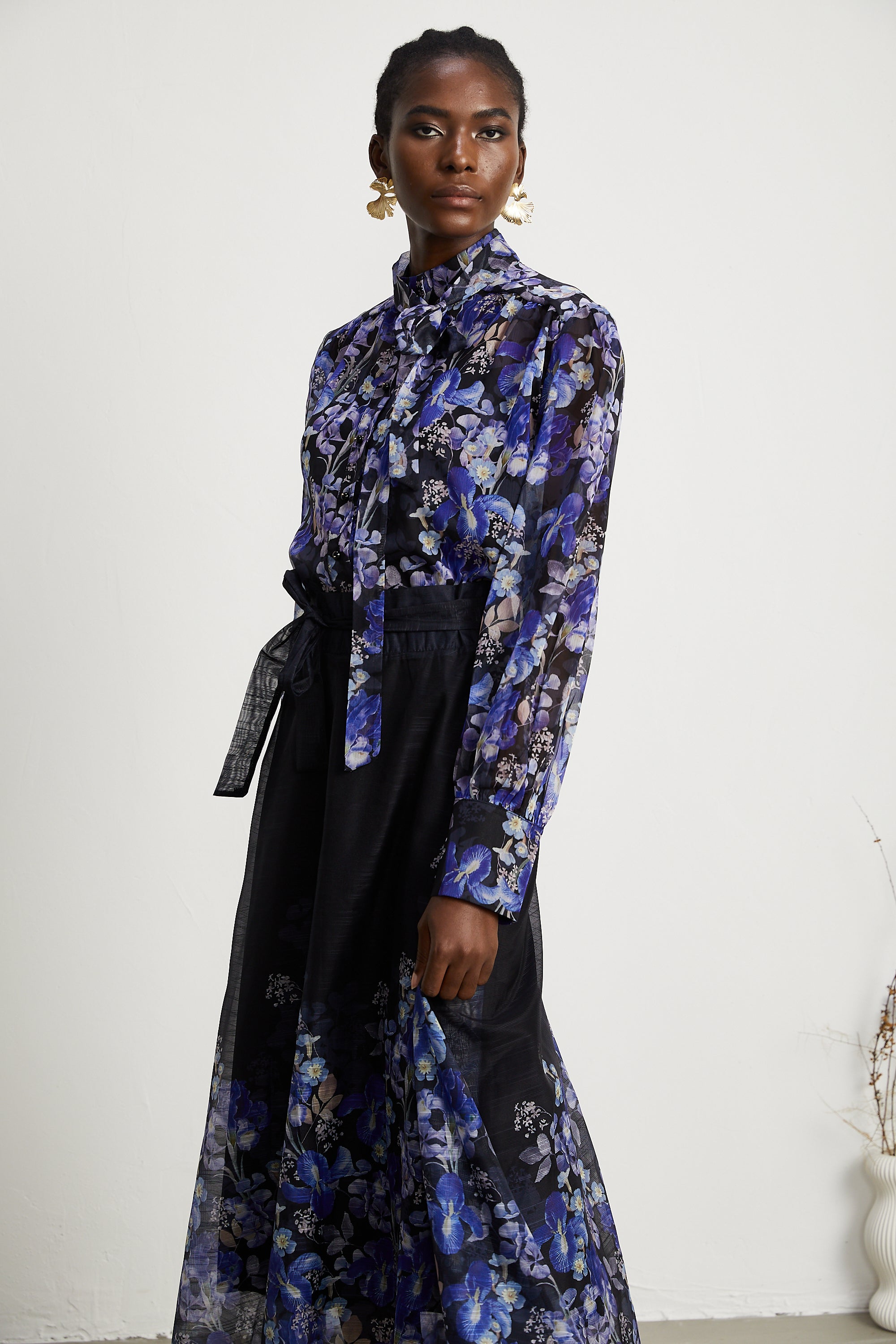 Blanche floral-print shirt & skirt matching set