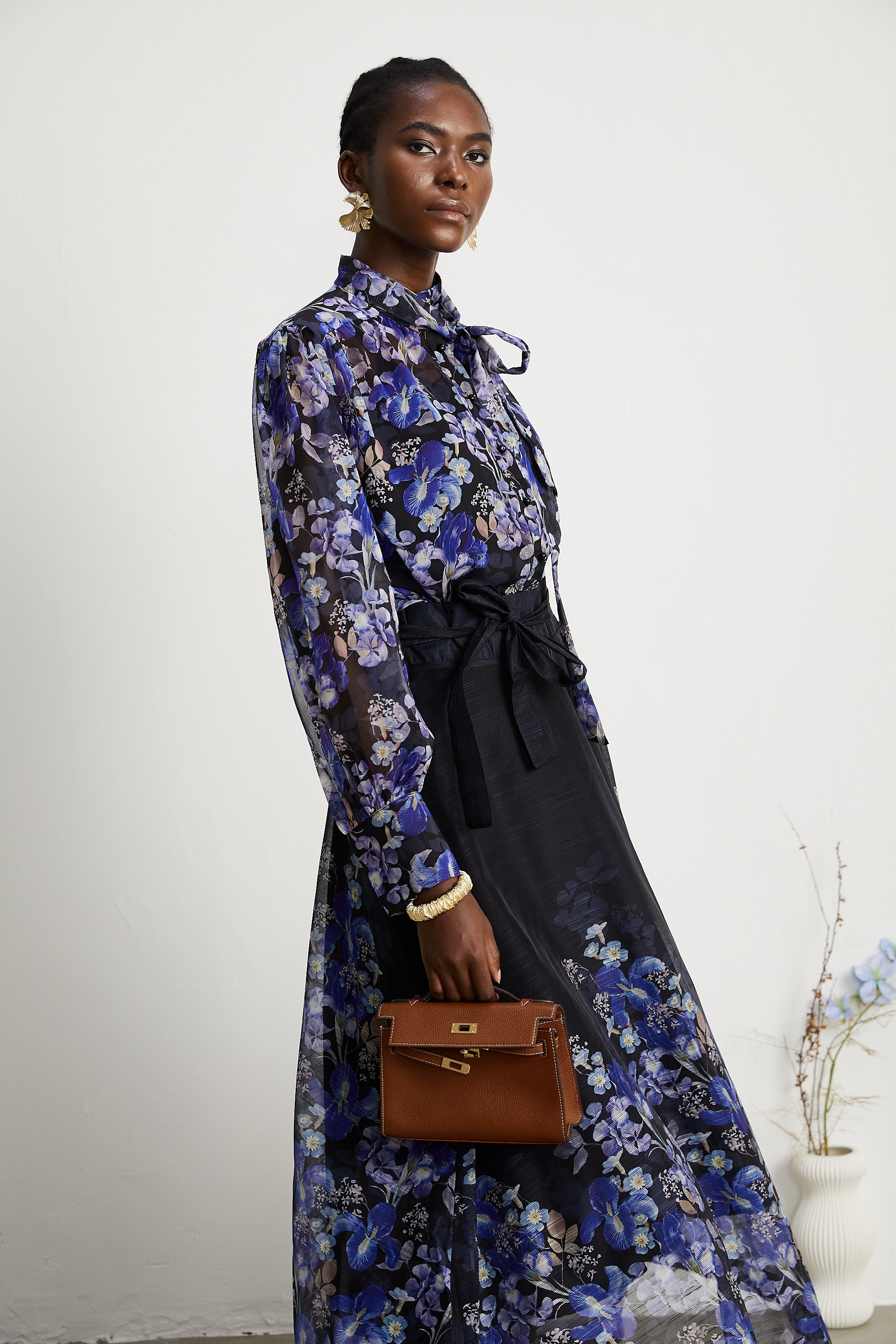 Blanche floral-print shirt & skirt matching set