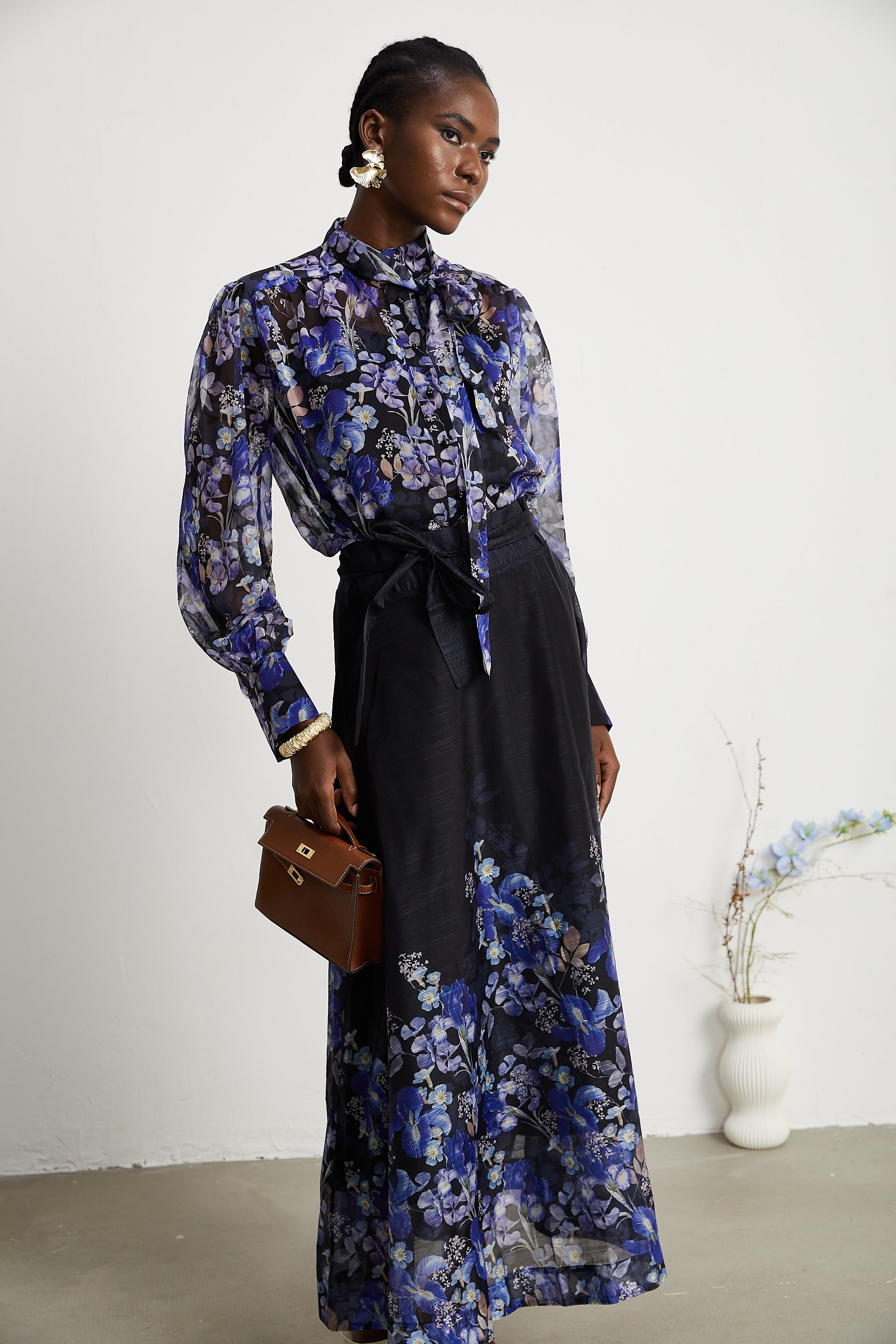 Blanche floral-print shirt & skirt matching set