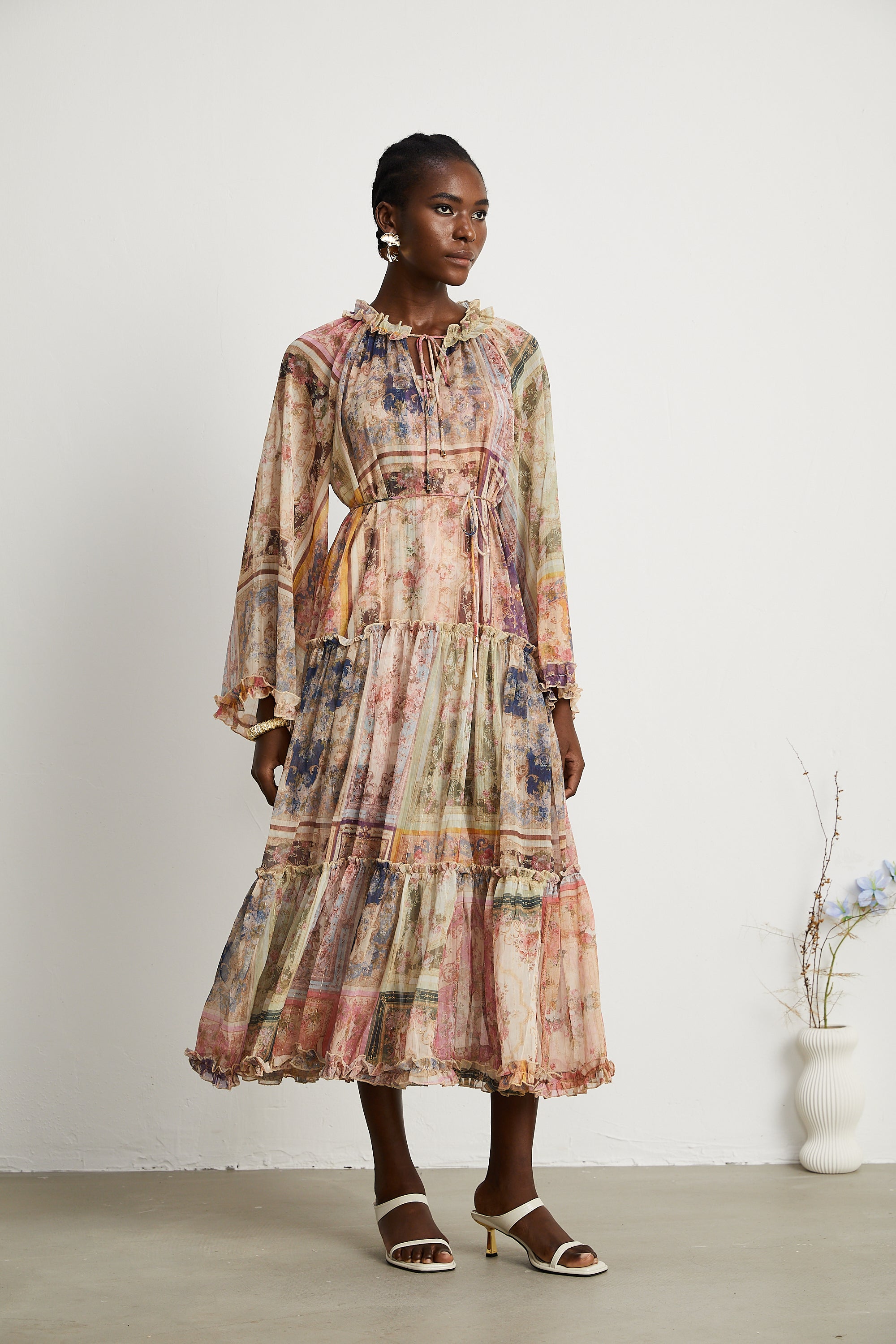 Justine pattern print midi dress