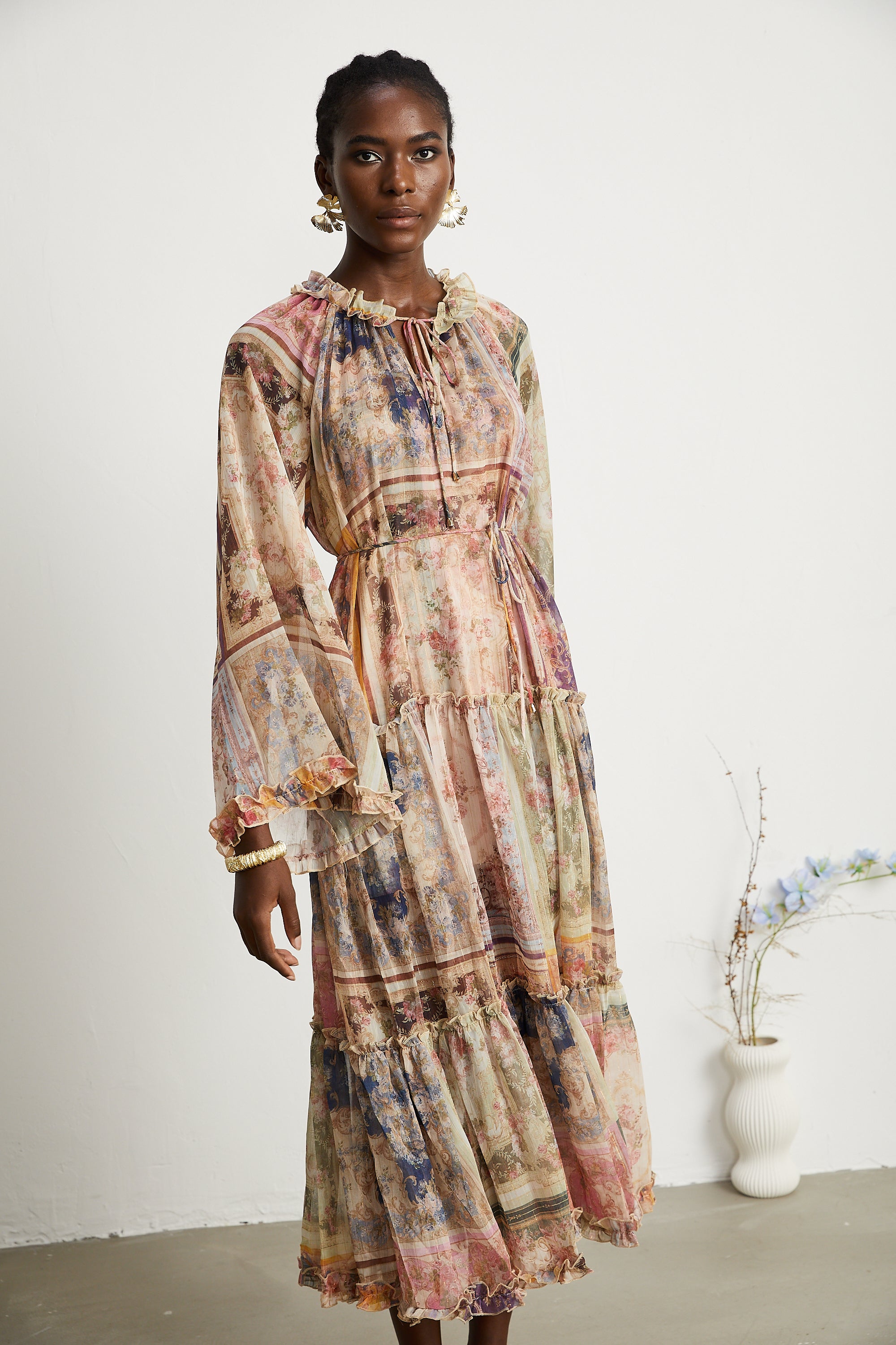 Justine pattern print midi dress