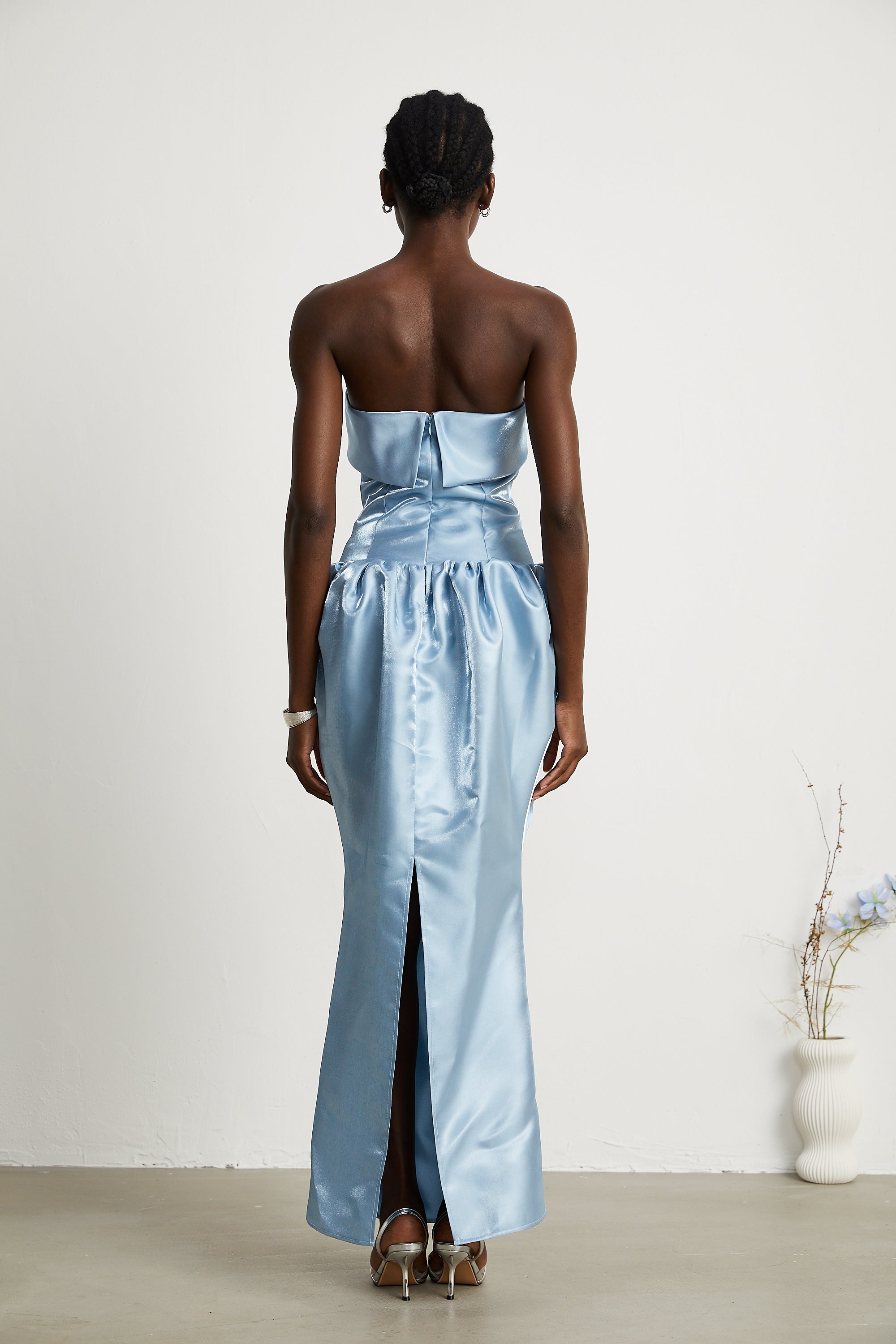 Aélis off-shoulder satin maxi dress