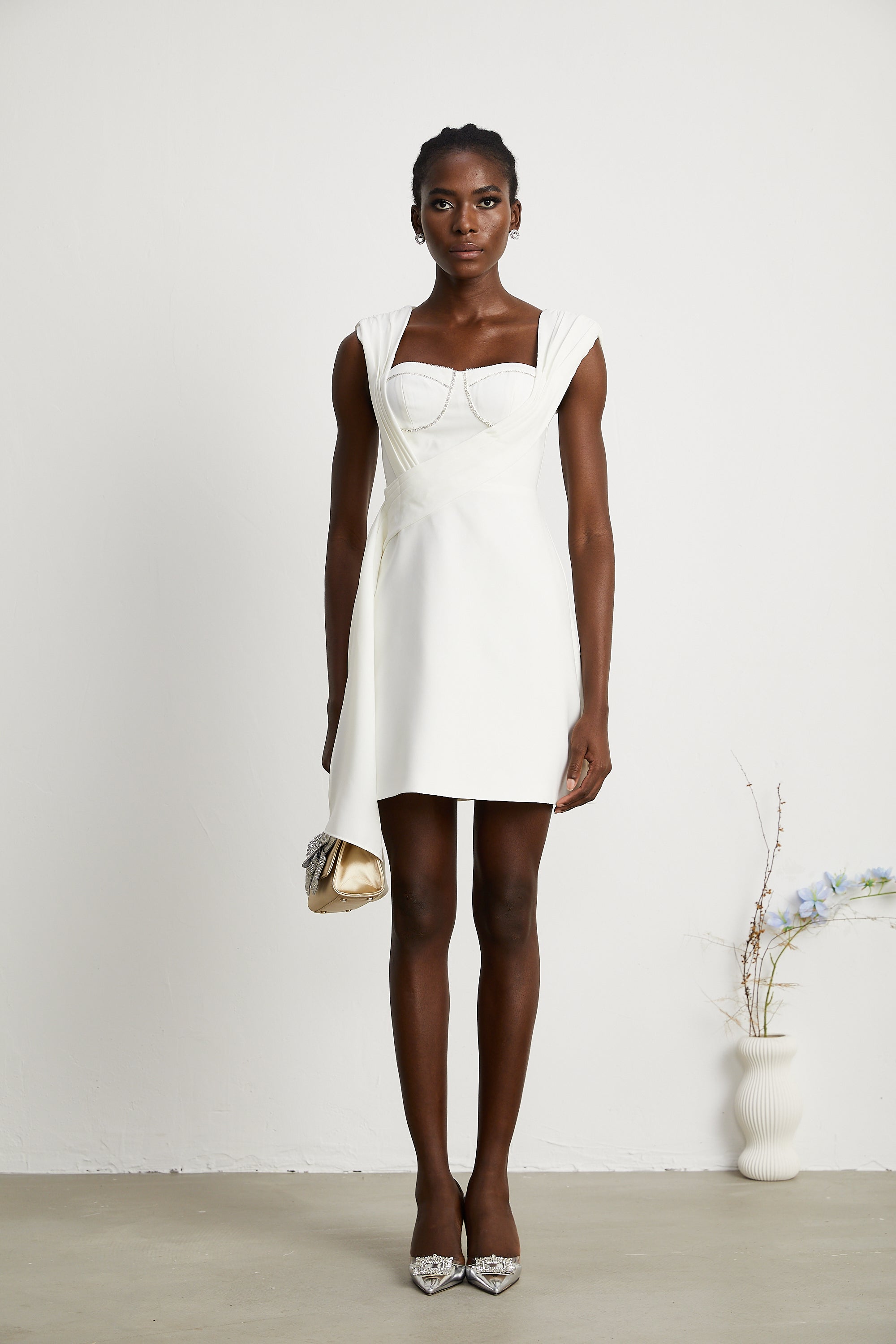 Solange crystal-embellished ribbon mini dress