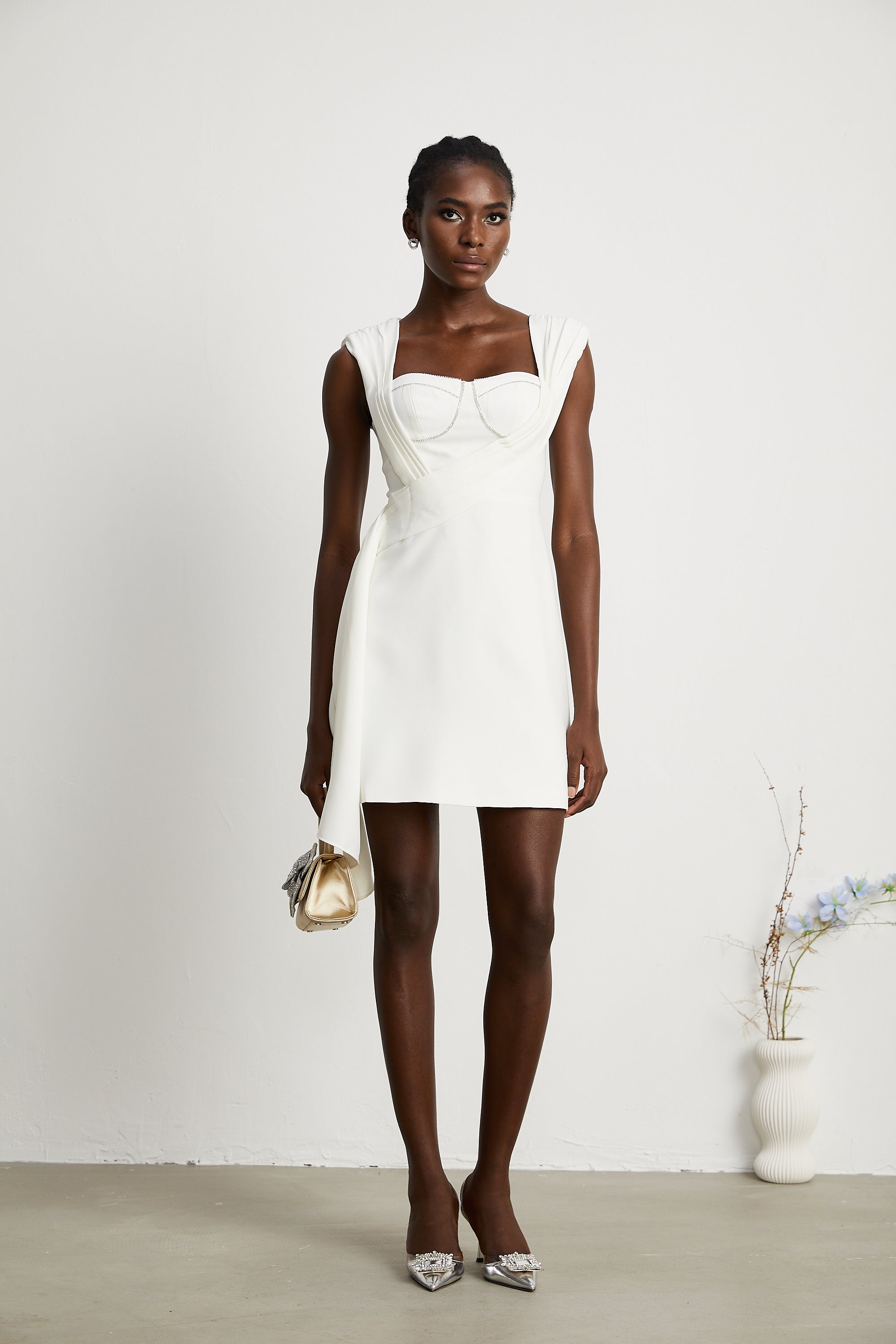 Solange crystal-embellished ribbon mini dress