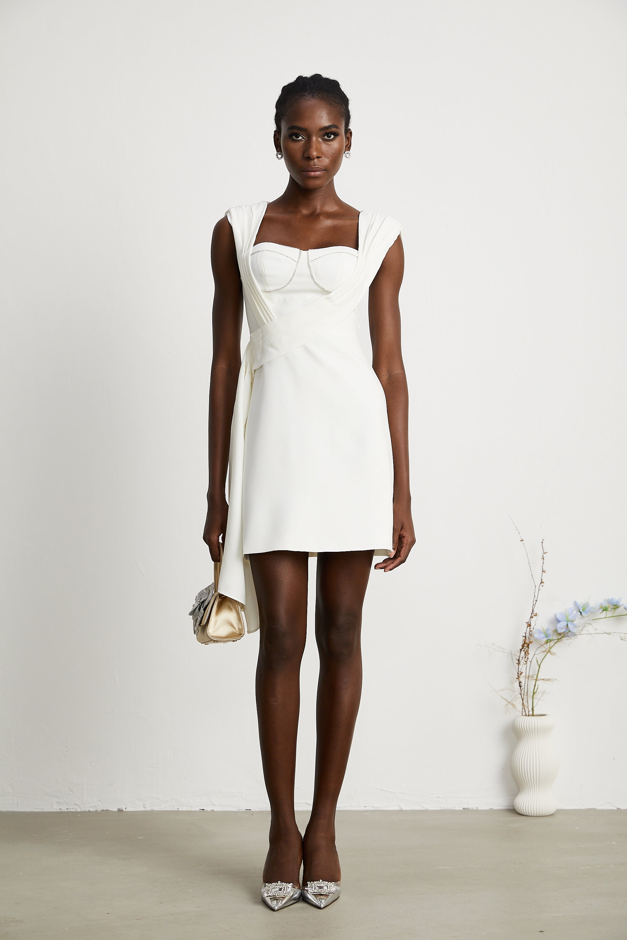 Solange crystal-embellished ribbon mini dress