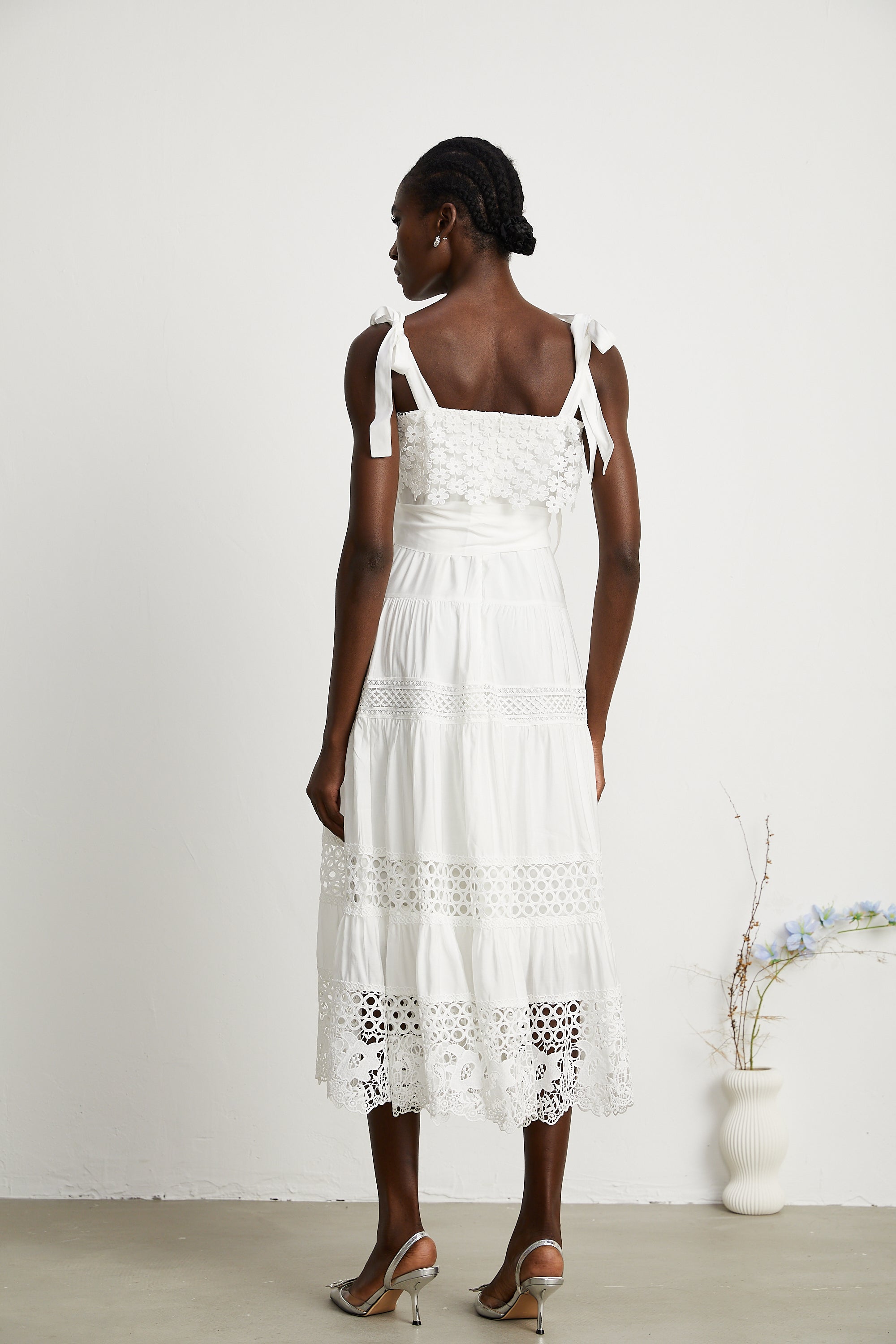 Axelle embroidered cut-out midi dress