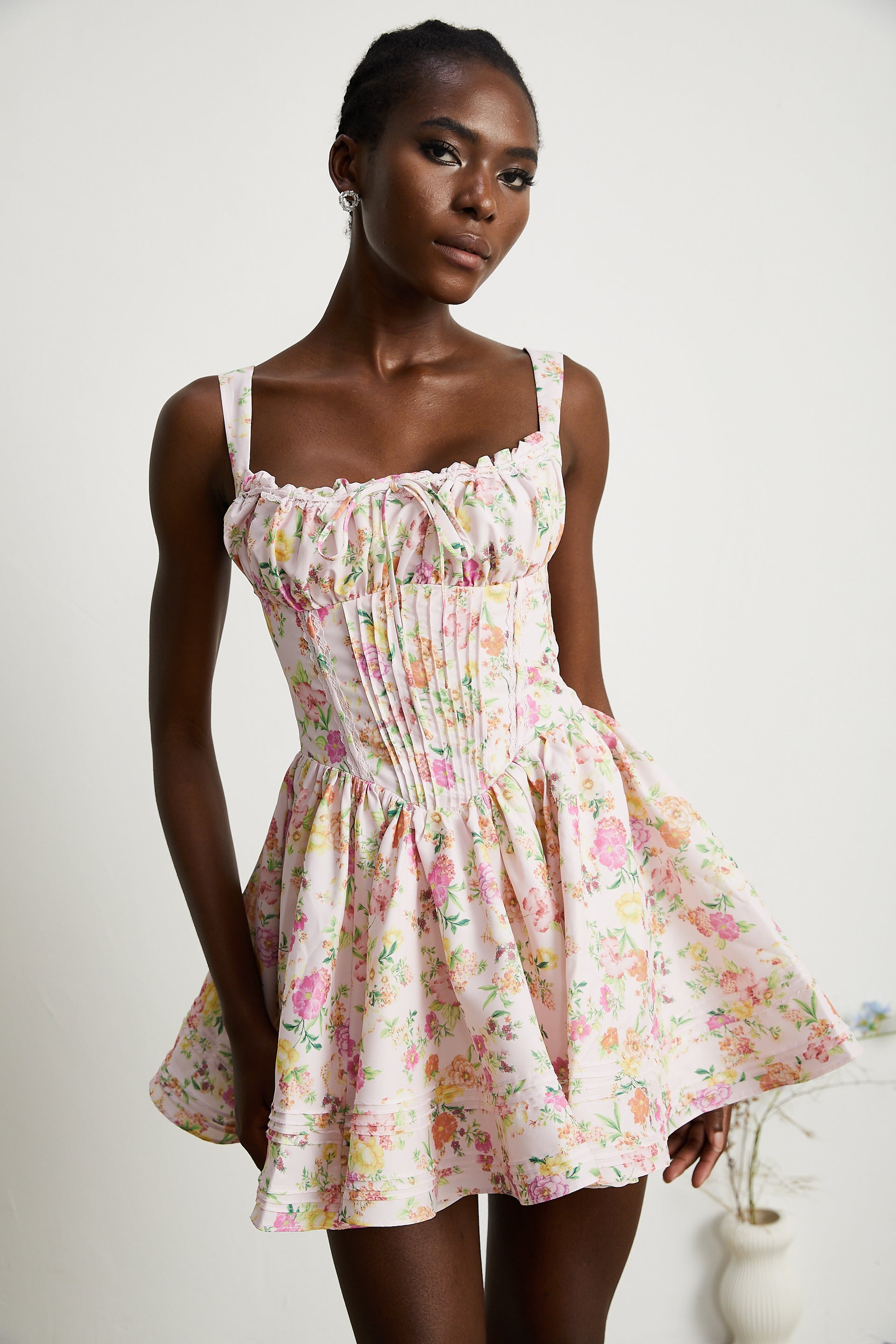 Kara floral-print cotton mini dress Kara floral-print cotton mini dress