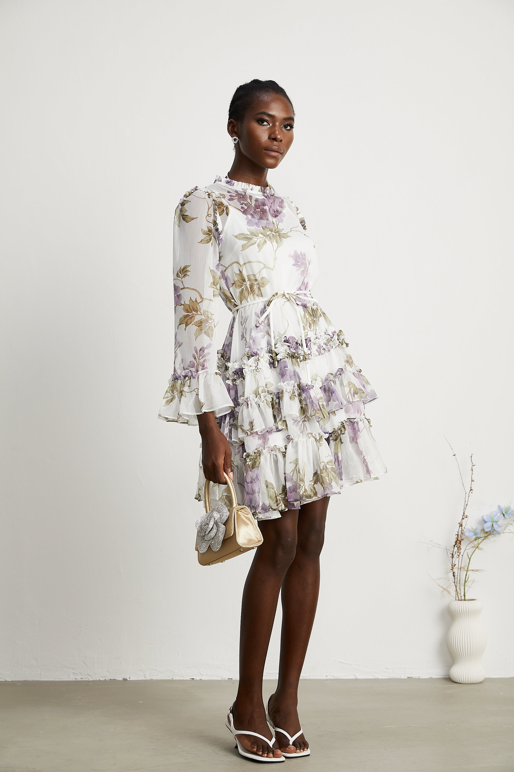 Lindsey floral-print tiered mini dress