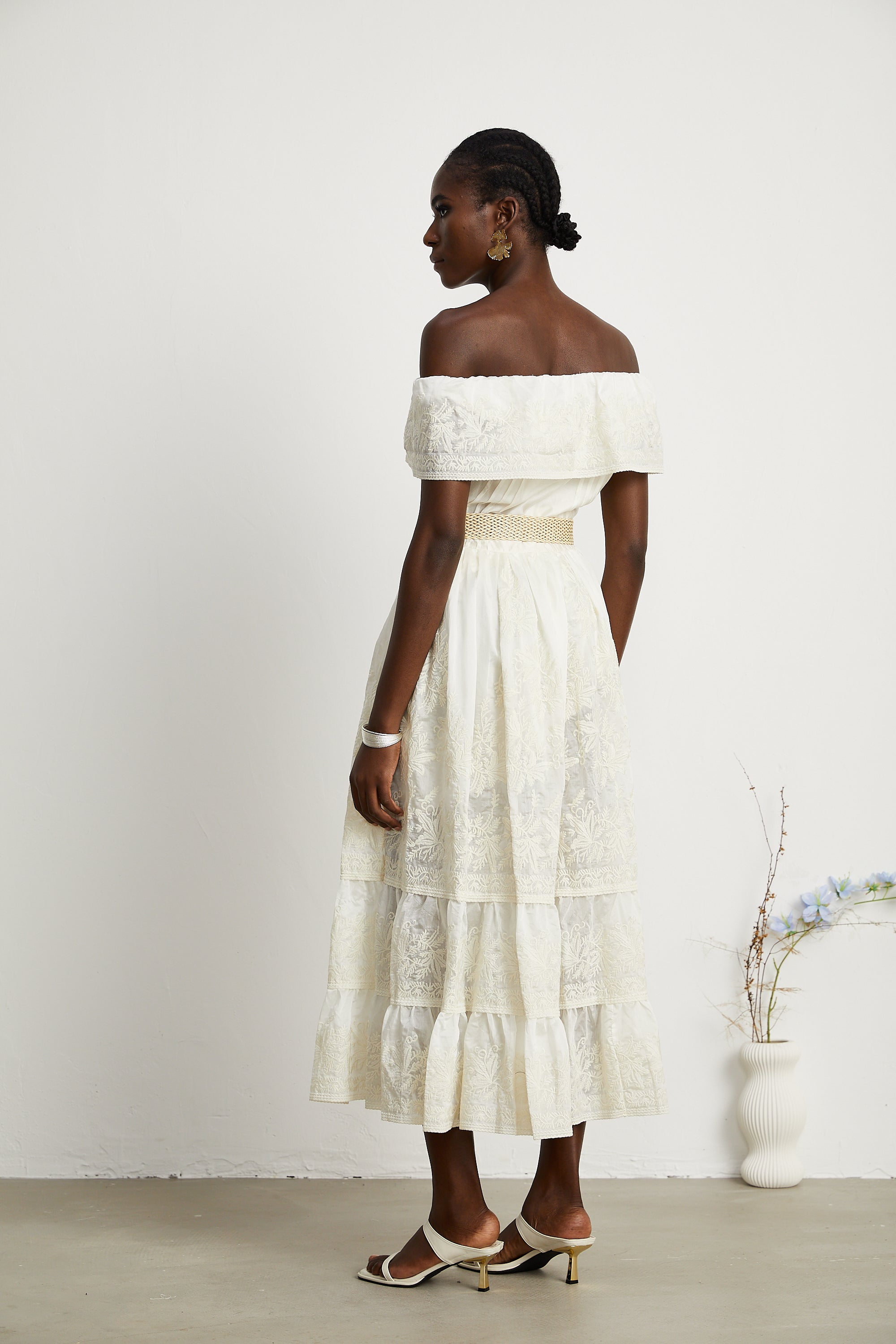 Charlotte lace-trim tulle midi dress (US Only)