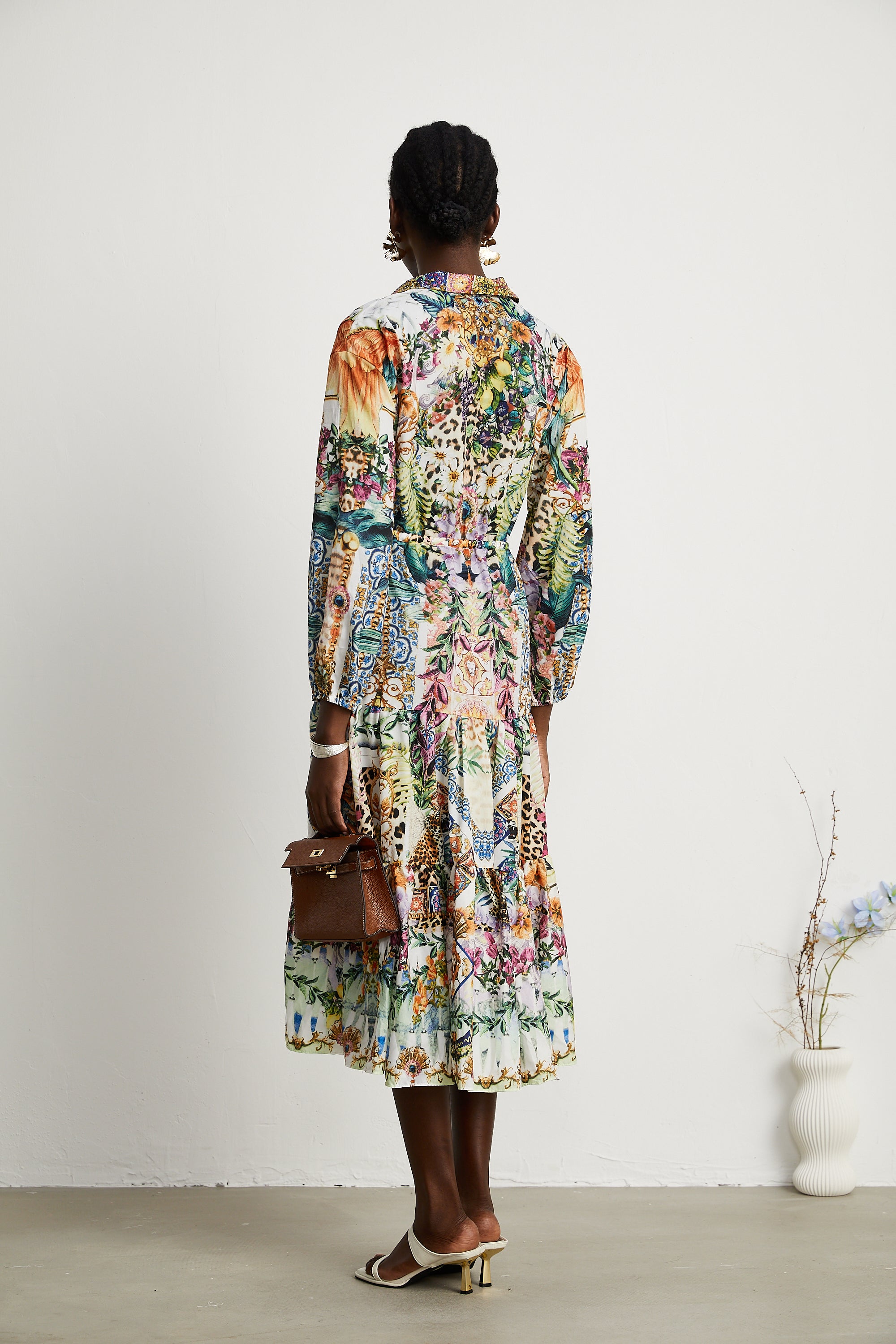 Alia floral-print embellished midi dress