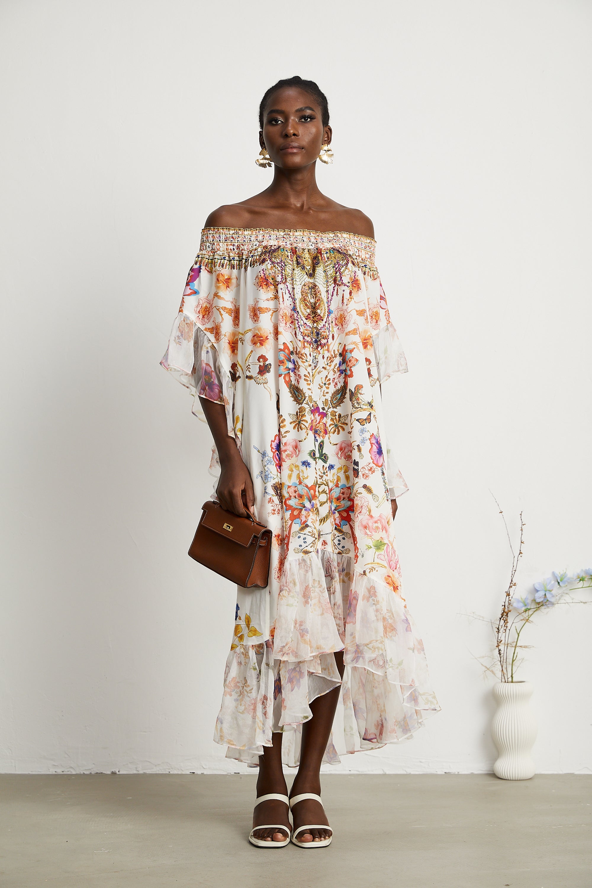 Capucine floral-print pleated midi dress