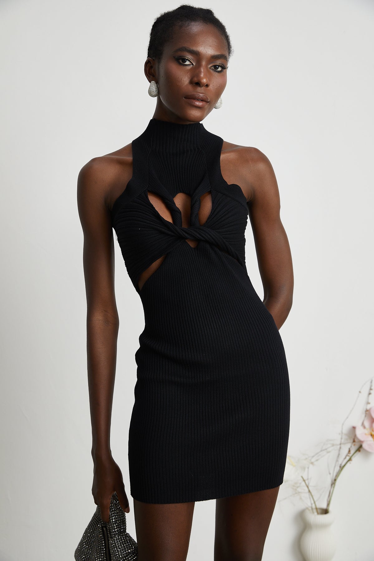milie twist-detail cut-out mini dress milie twist-detail cut-out mini dress