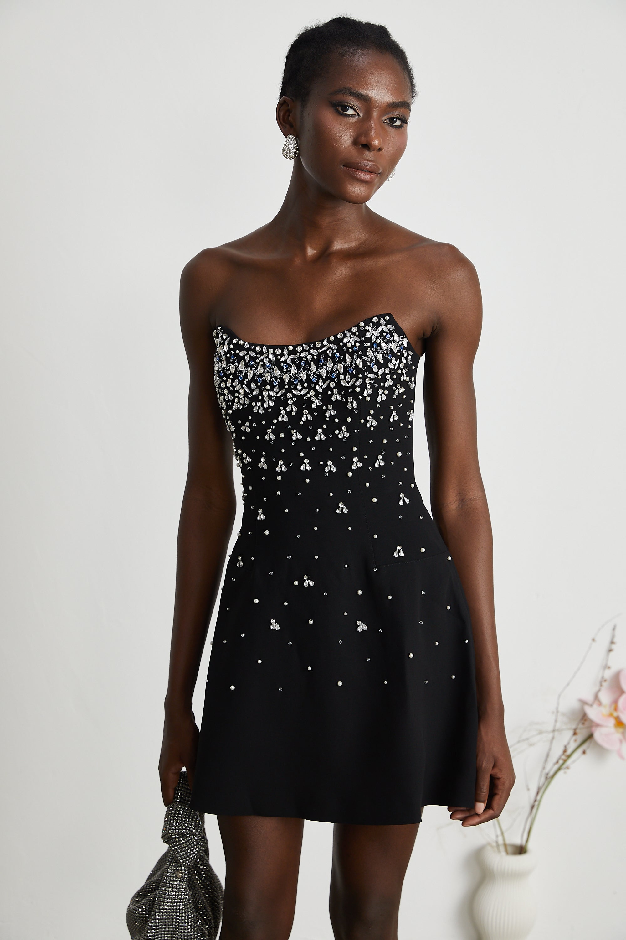 Melisande black embellished mini dress