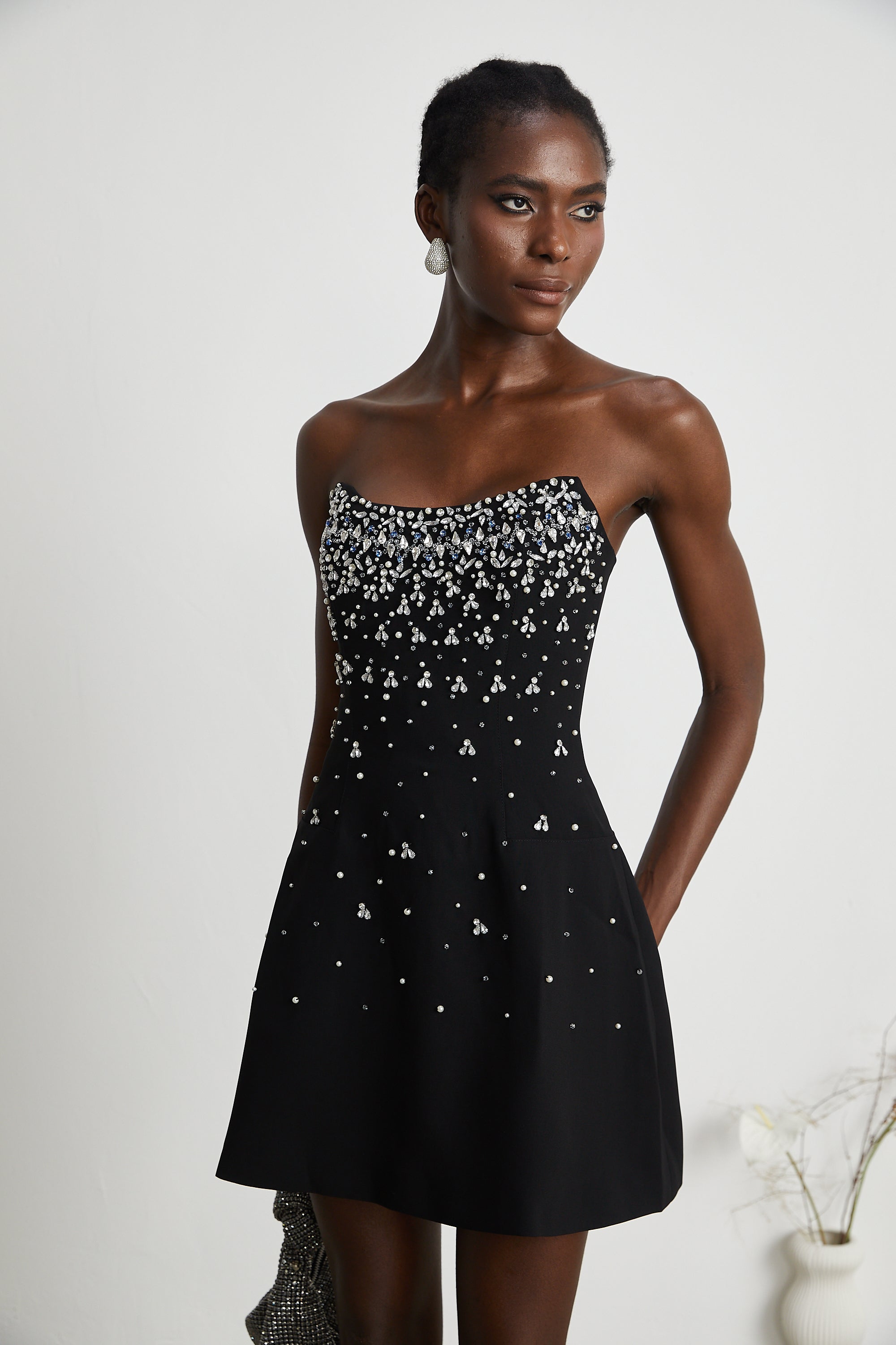 Melisande black embellished mini dress