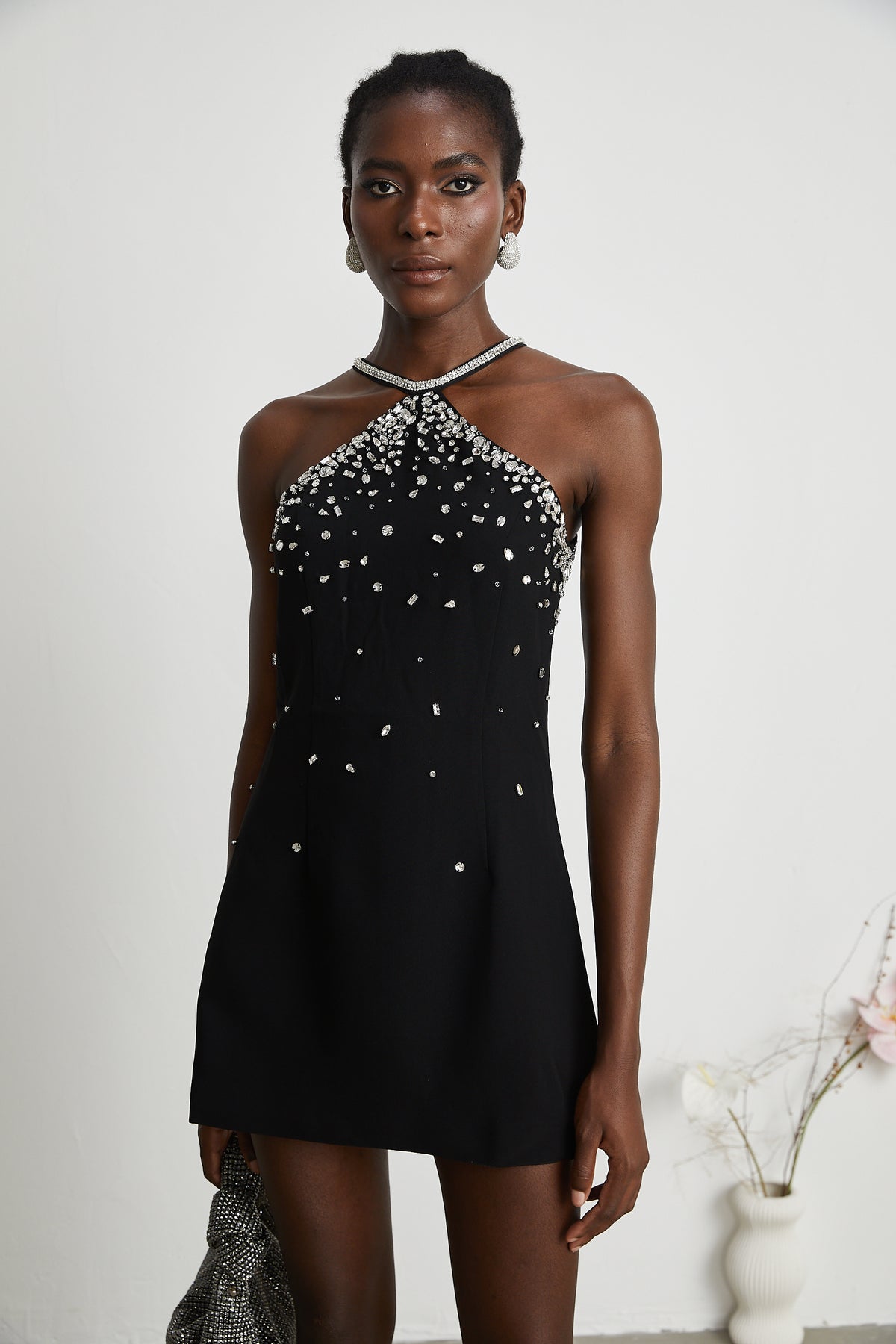 miss rosier mini dress Xanthea black embellished mini dress