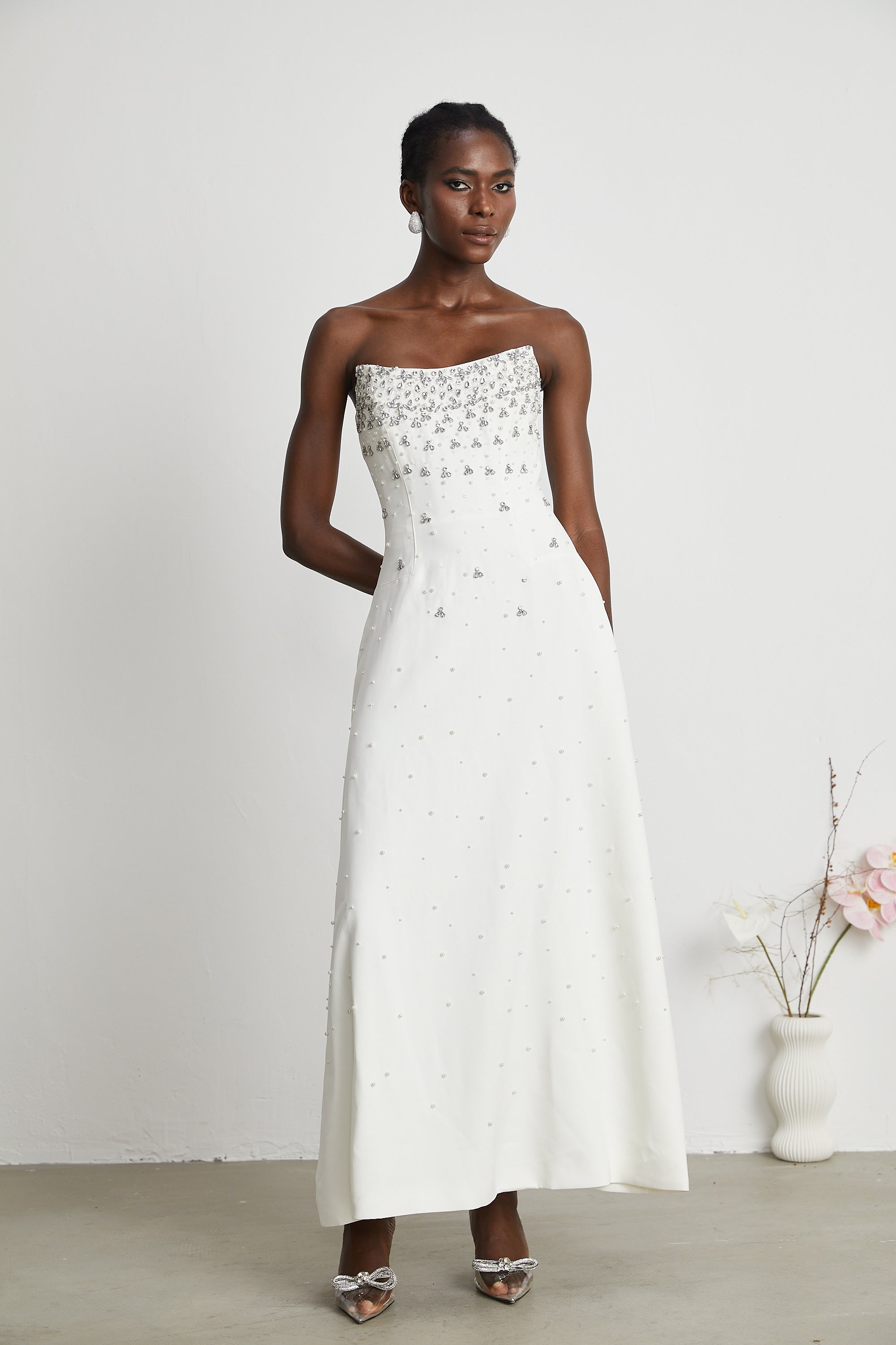 Melisande white embellished maxi dress