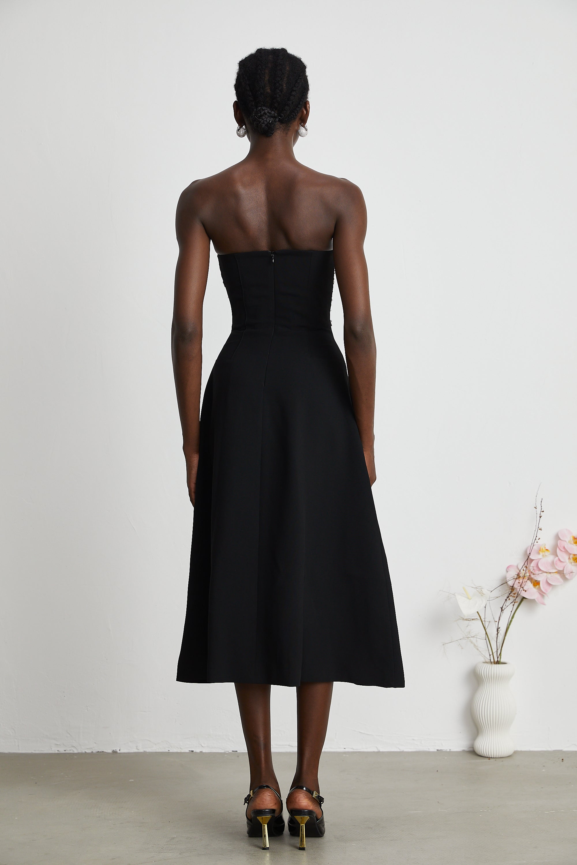 Melisande black embellished midi dress