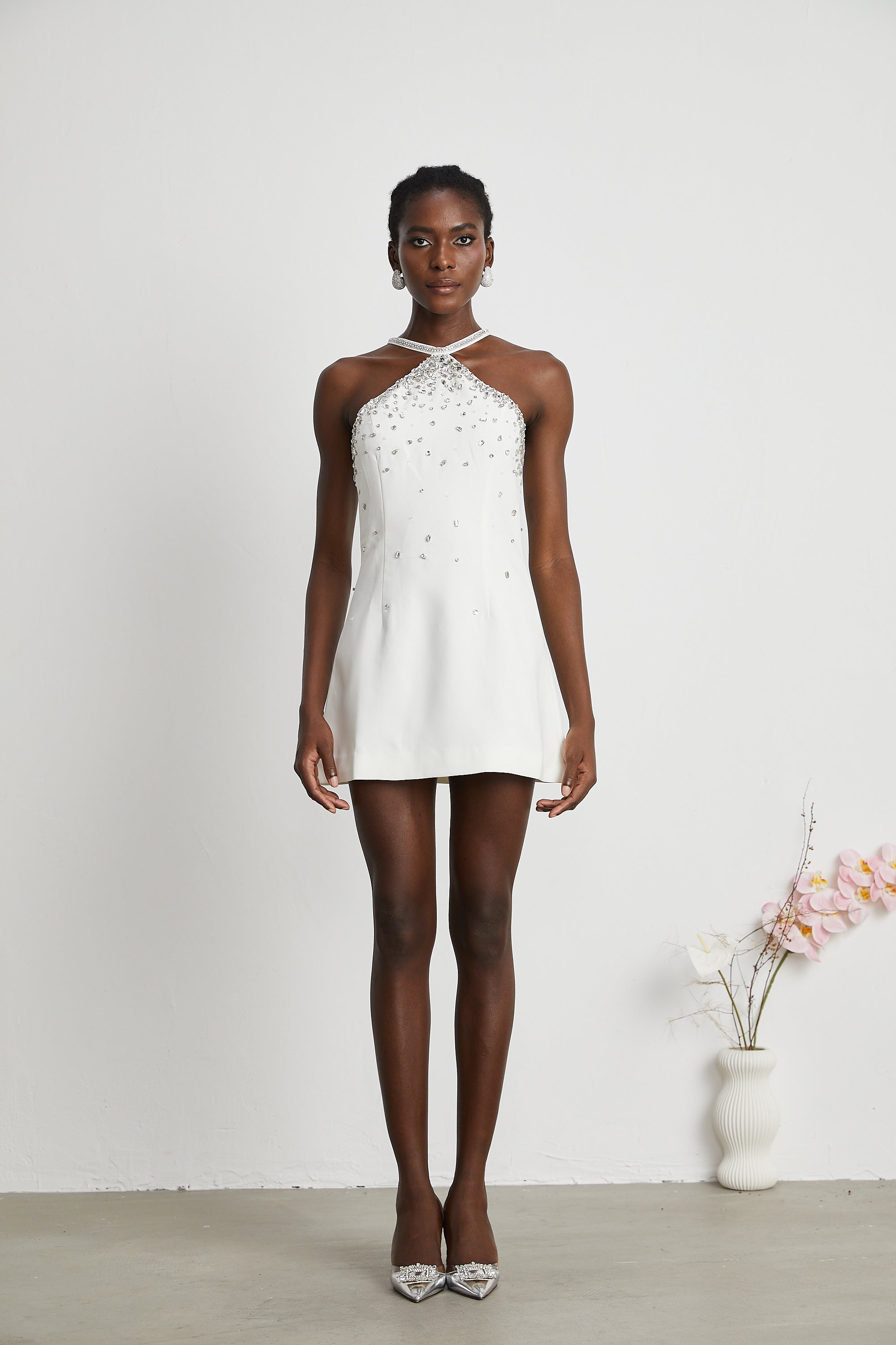 Xanthea white embellished mini dress