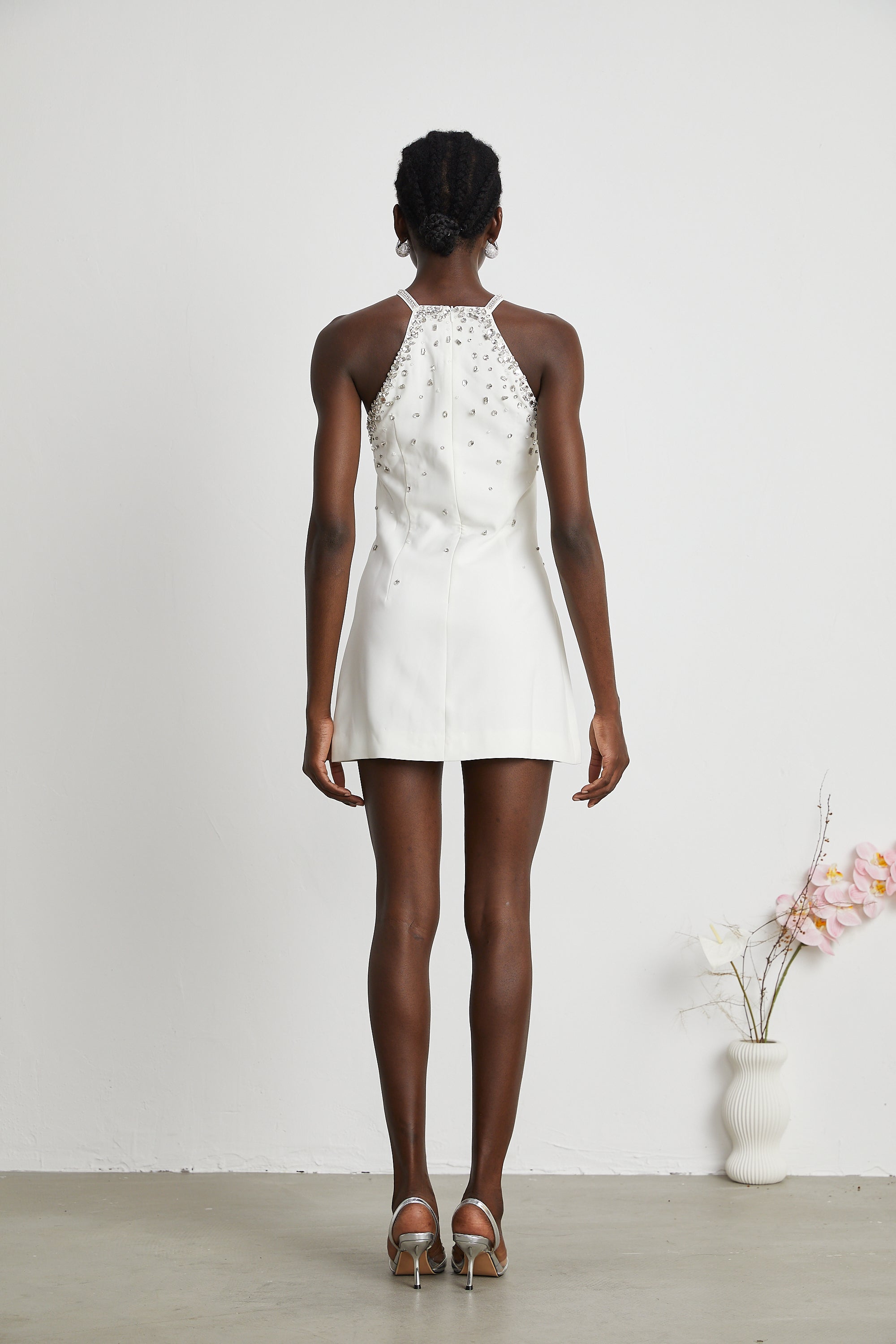 Xanthea white embellished mini dress