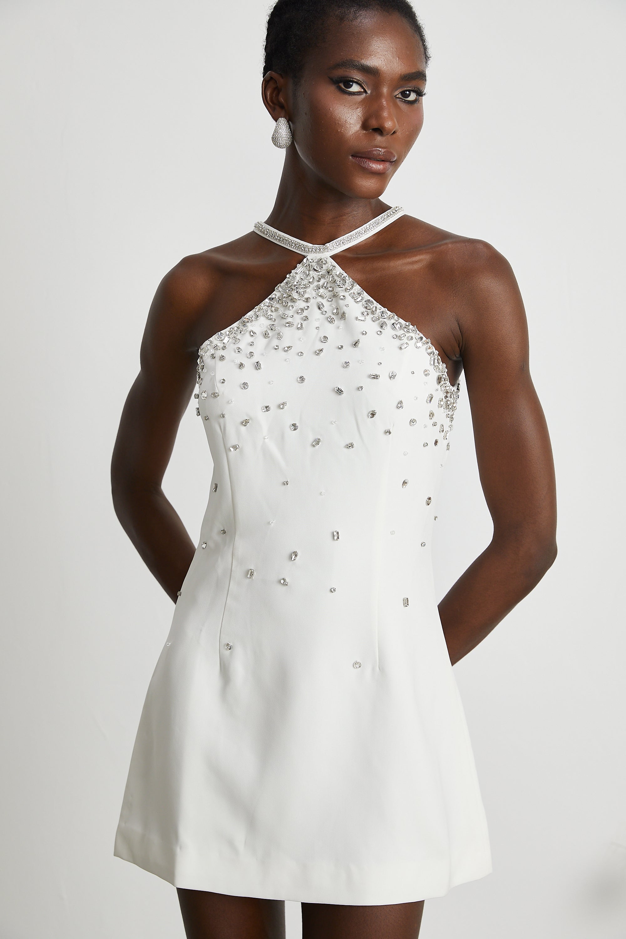 Xanthea white embellished mini dress