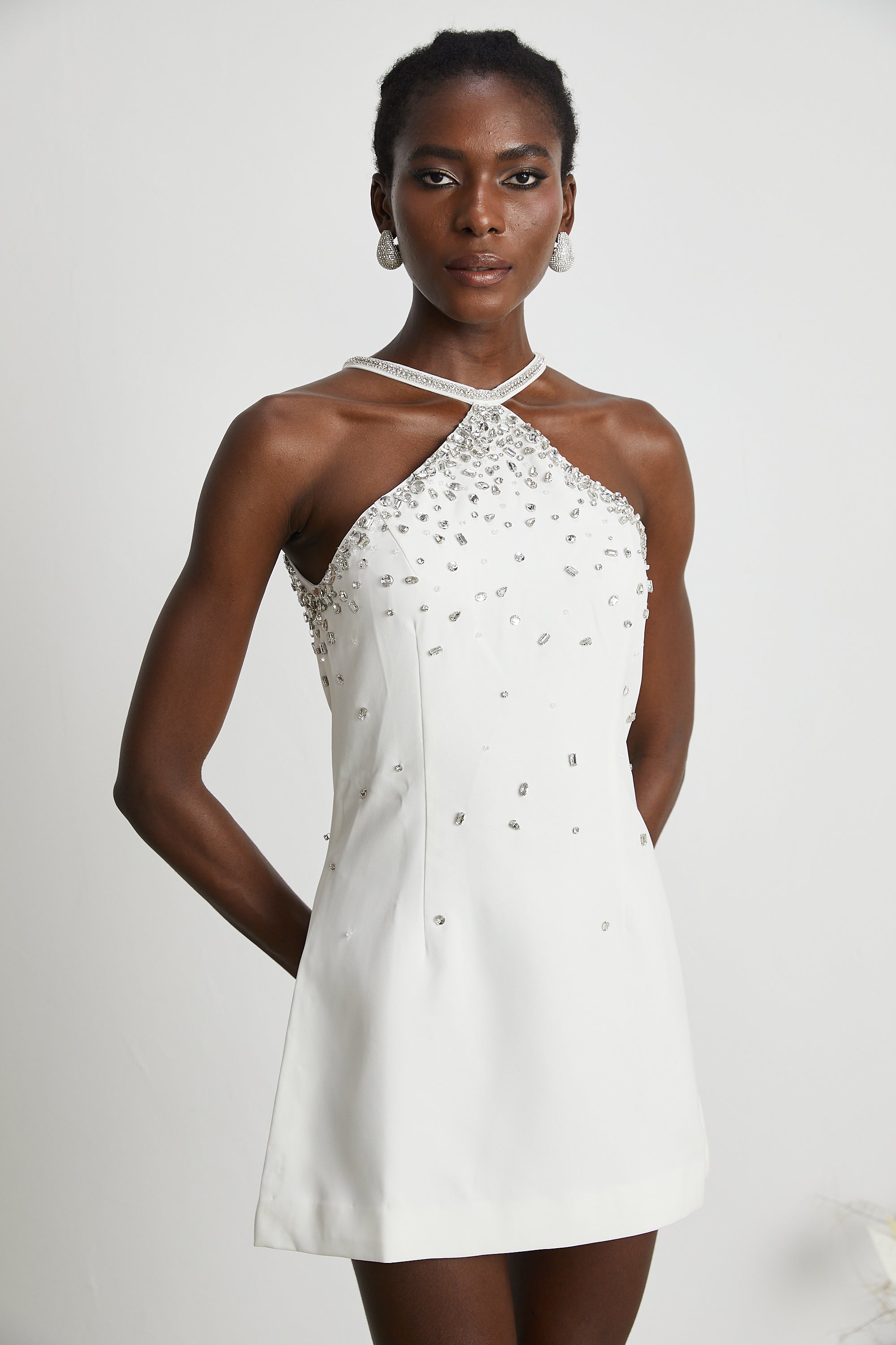 Xanthea white embellished mini dress