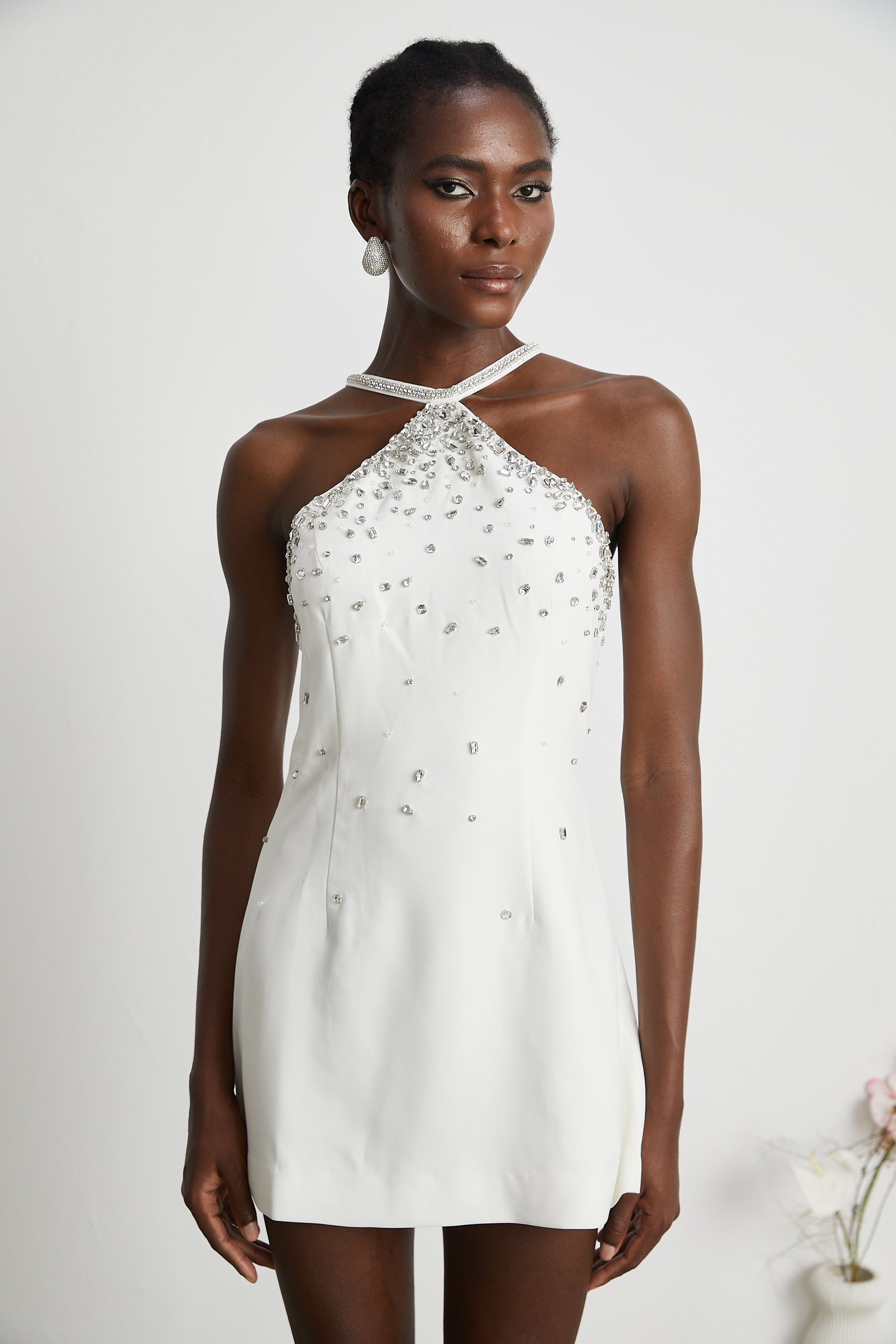 Xanthea white embellished mini dress