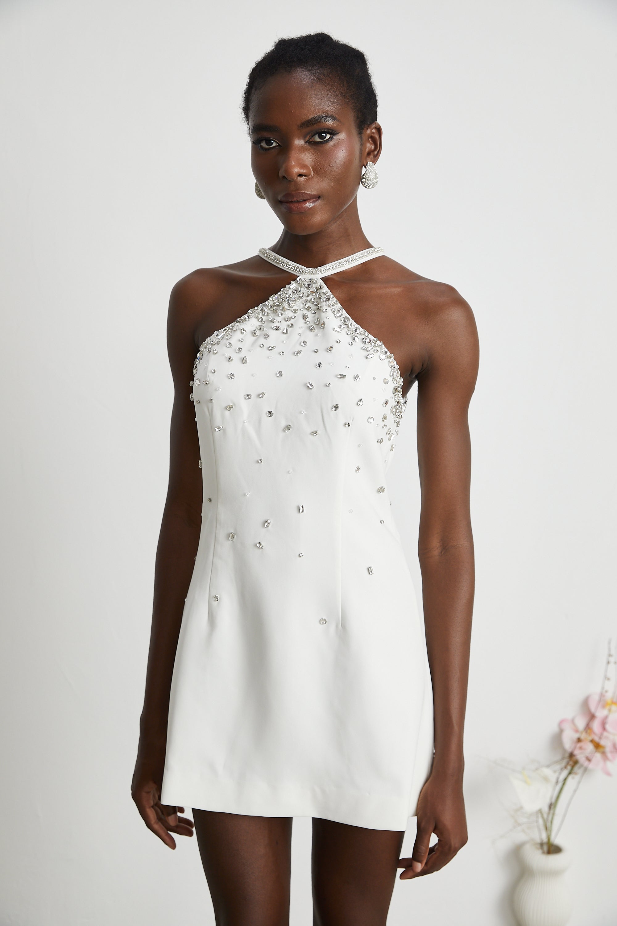 Xanthea white embellished mini dress