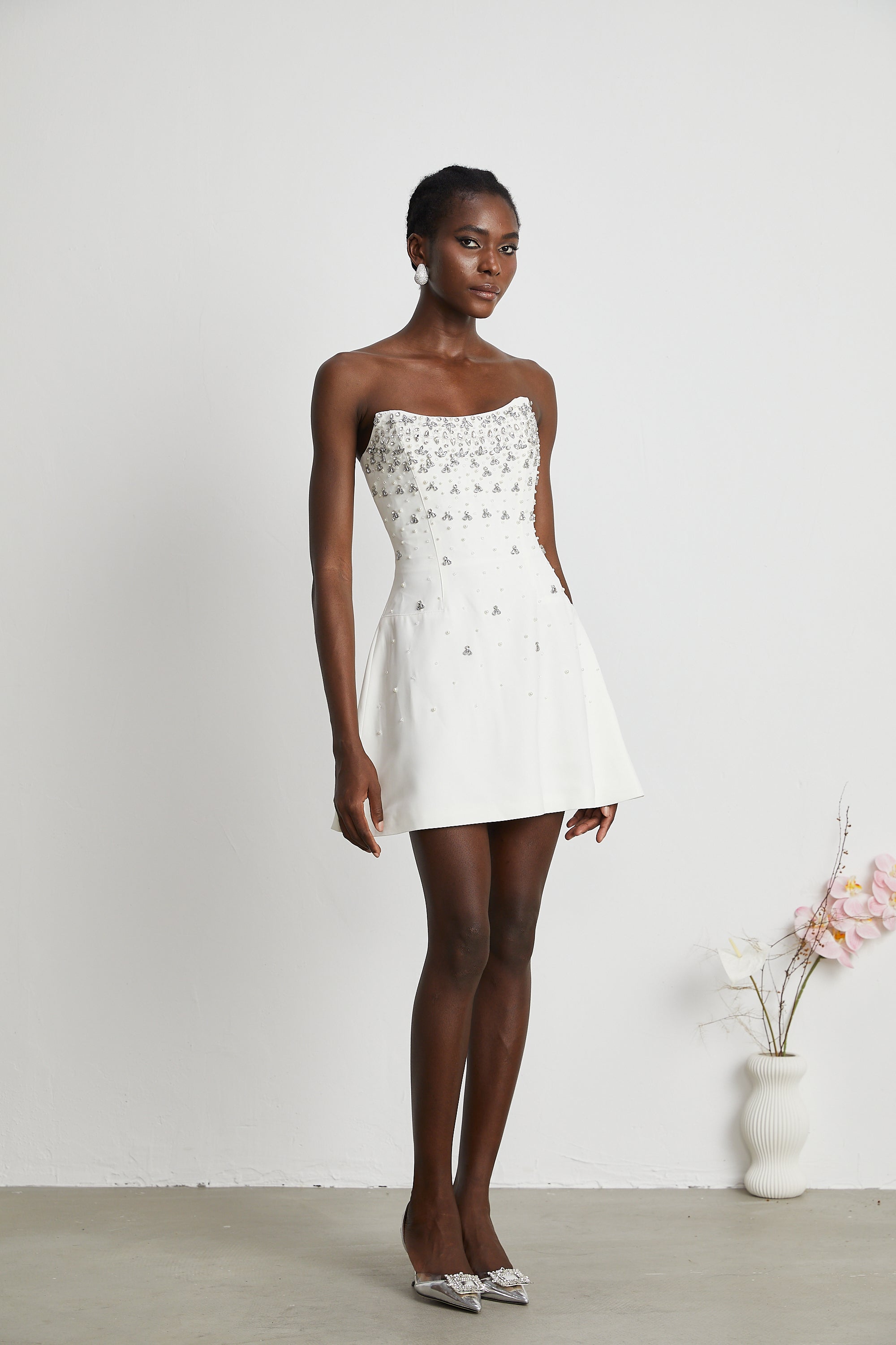 Melisande white embellished mini dress