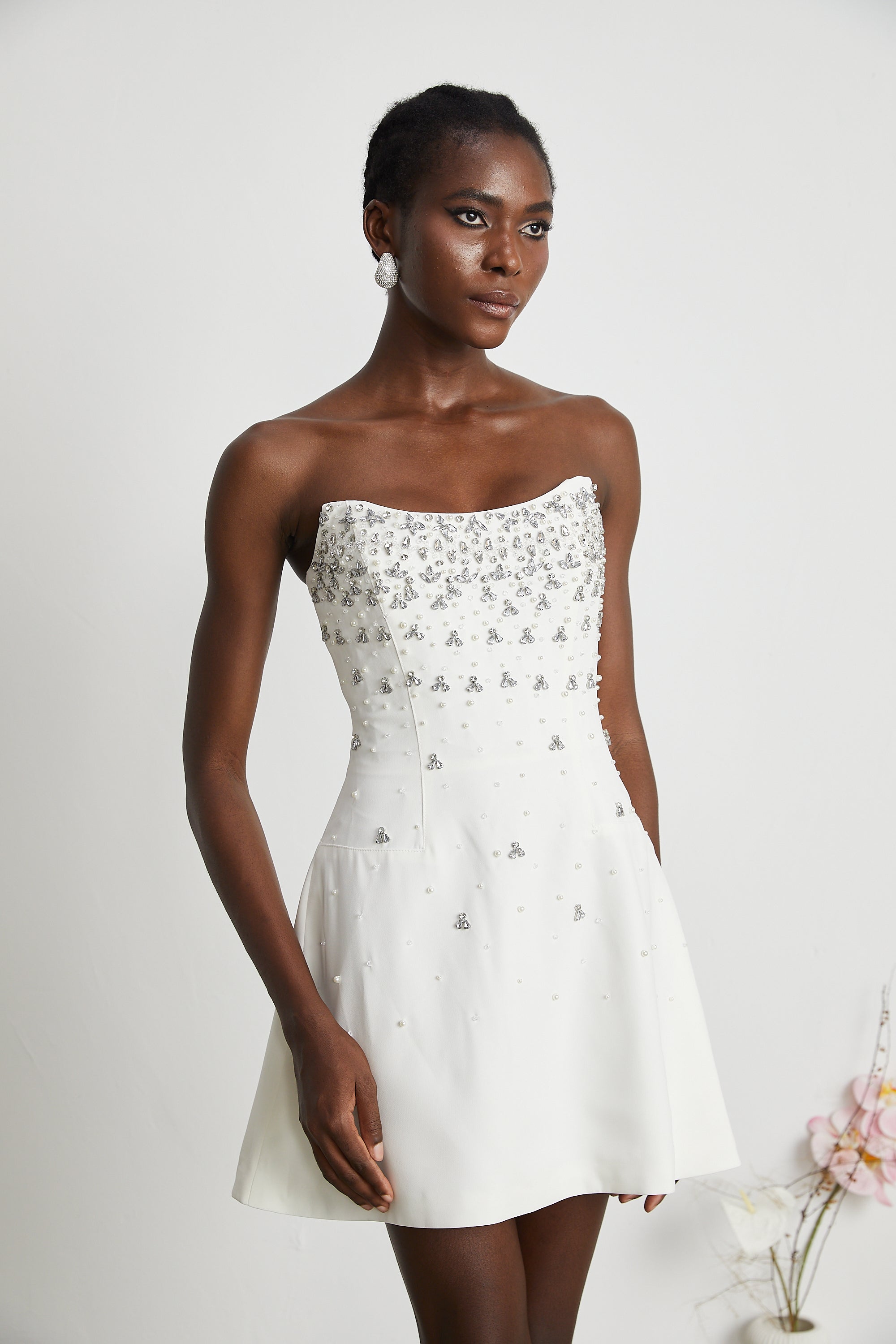 Melisande white embellished mini dress