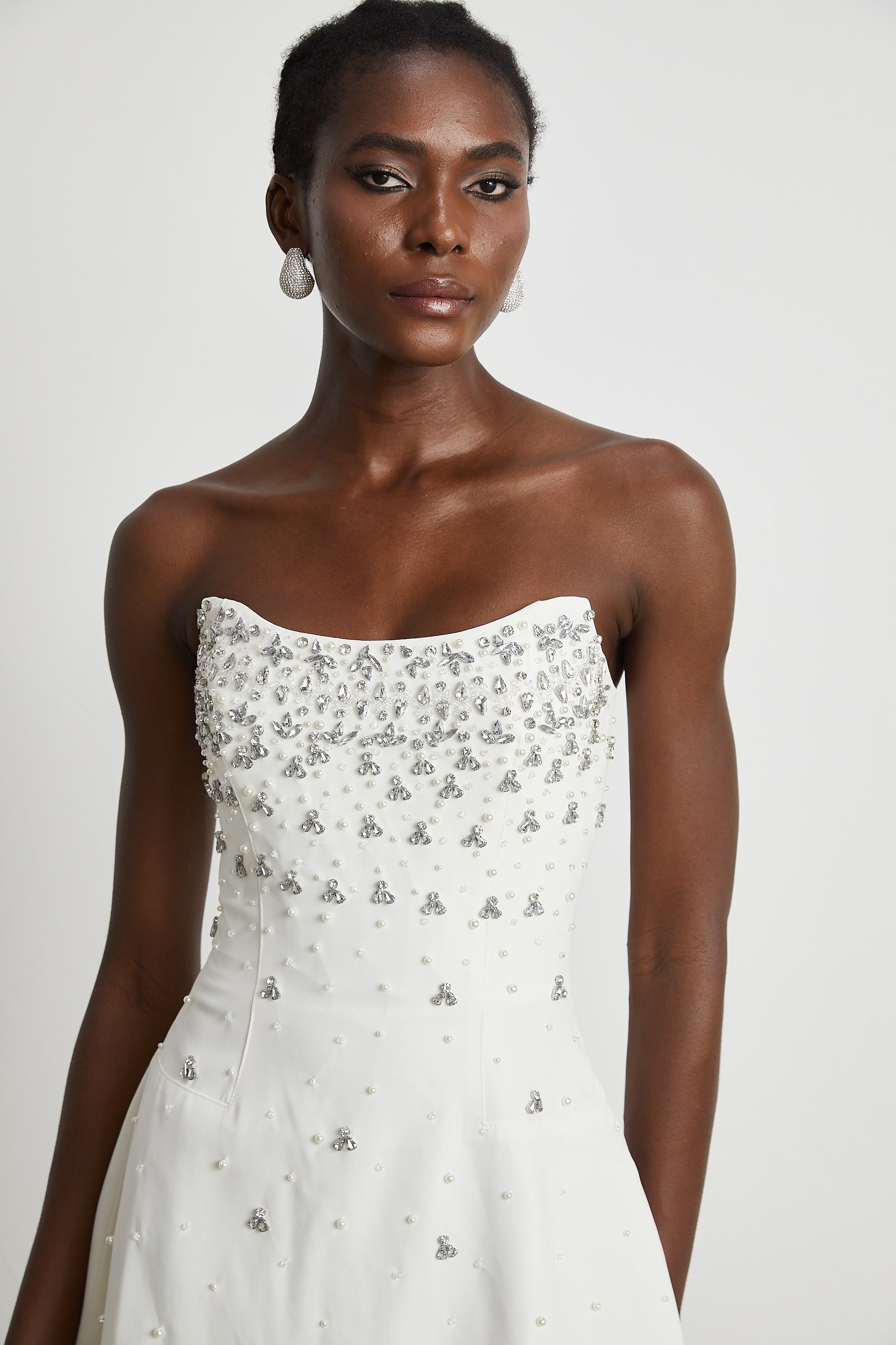 Melisande white embellished mini dress