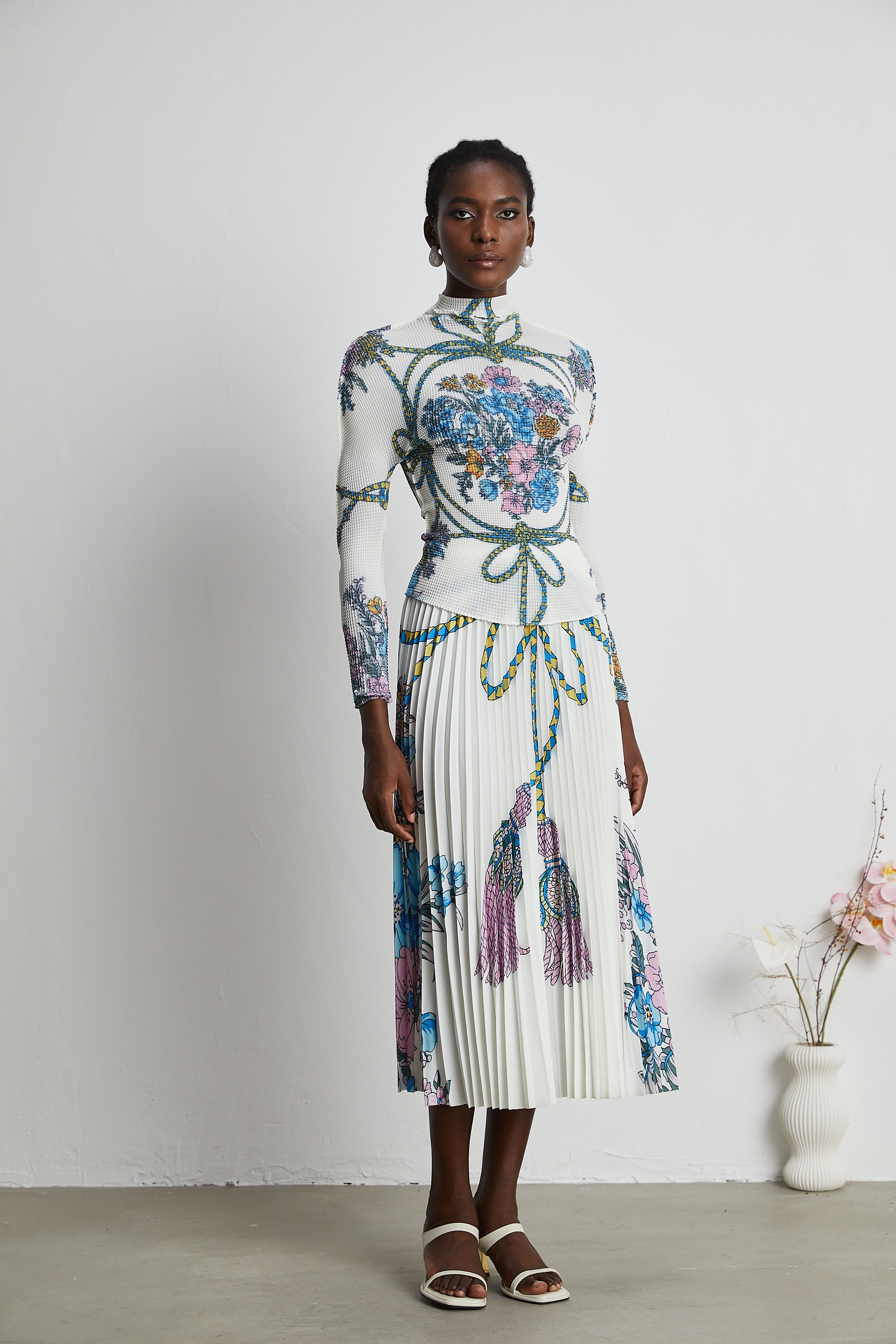 Huguette pattern-print top & skirt matching set