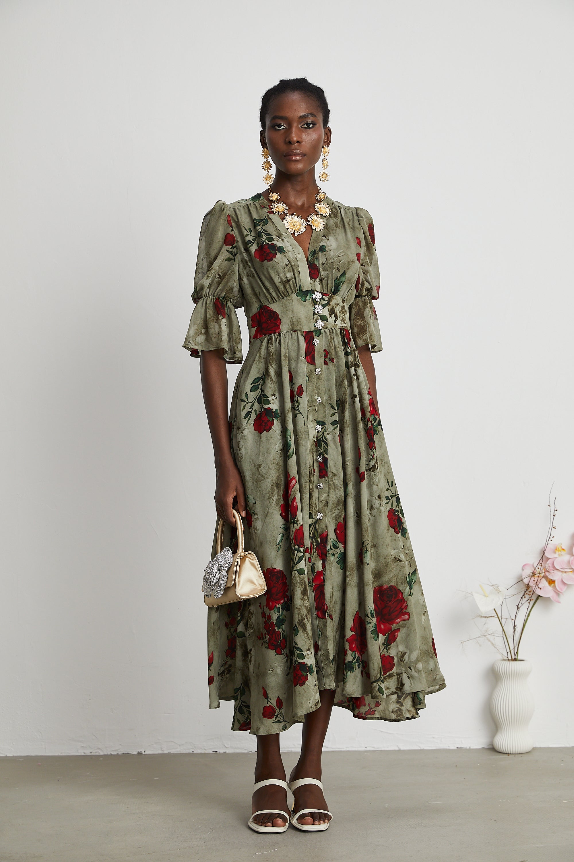 Mélisande floral-print V-neck midi dress