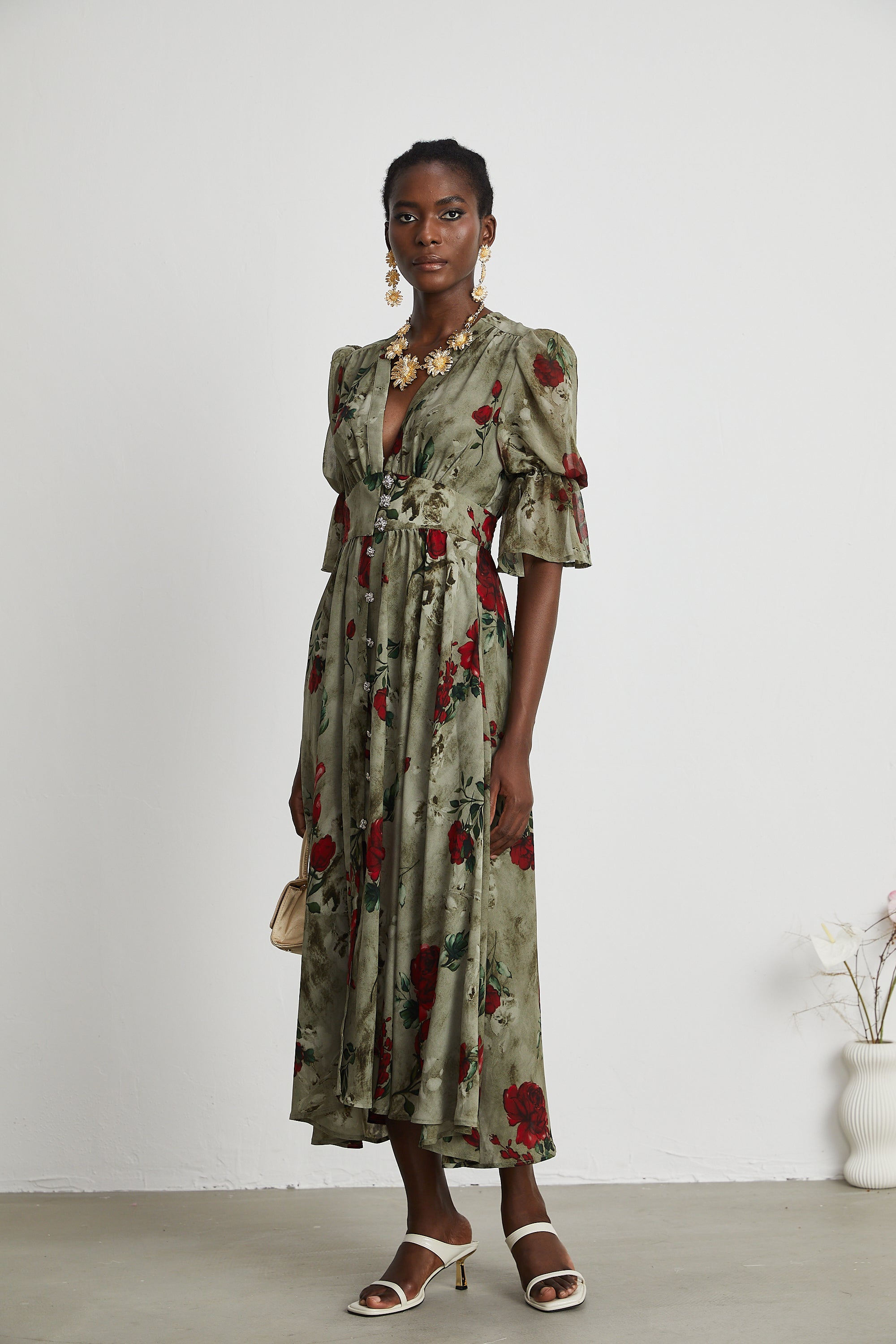 Mélisande floral-print V-neck midi dress