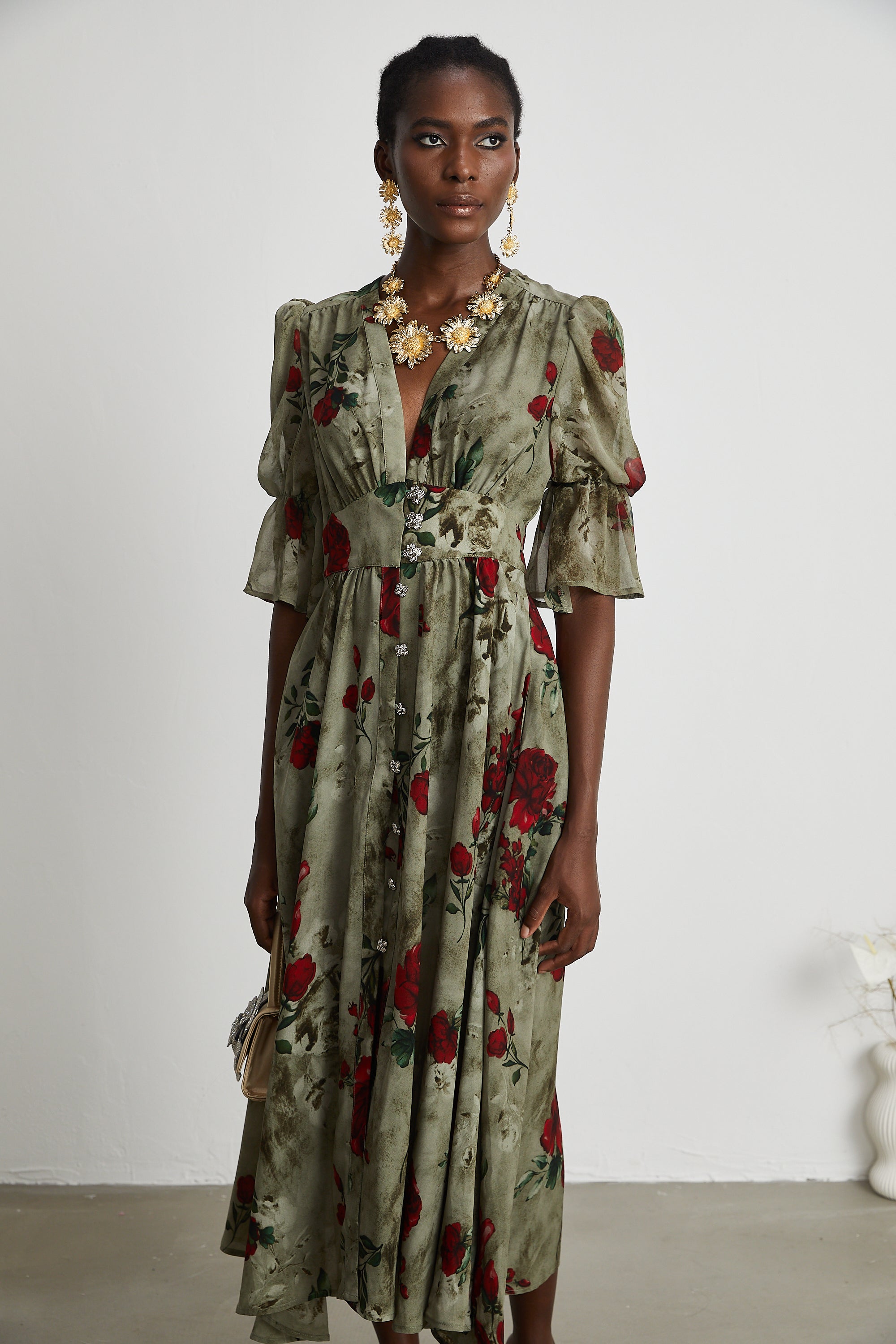 Mélisande floral-print V-neck midi dress