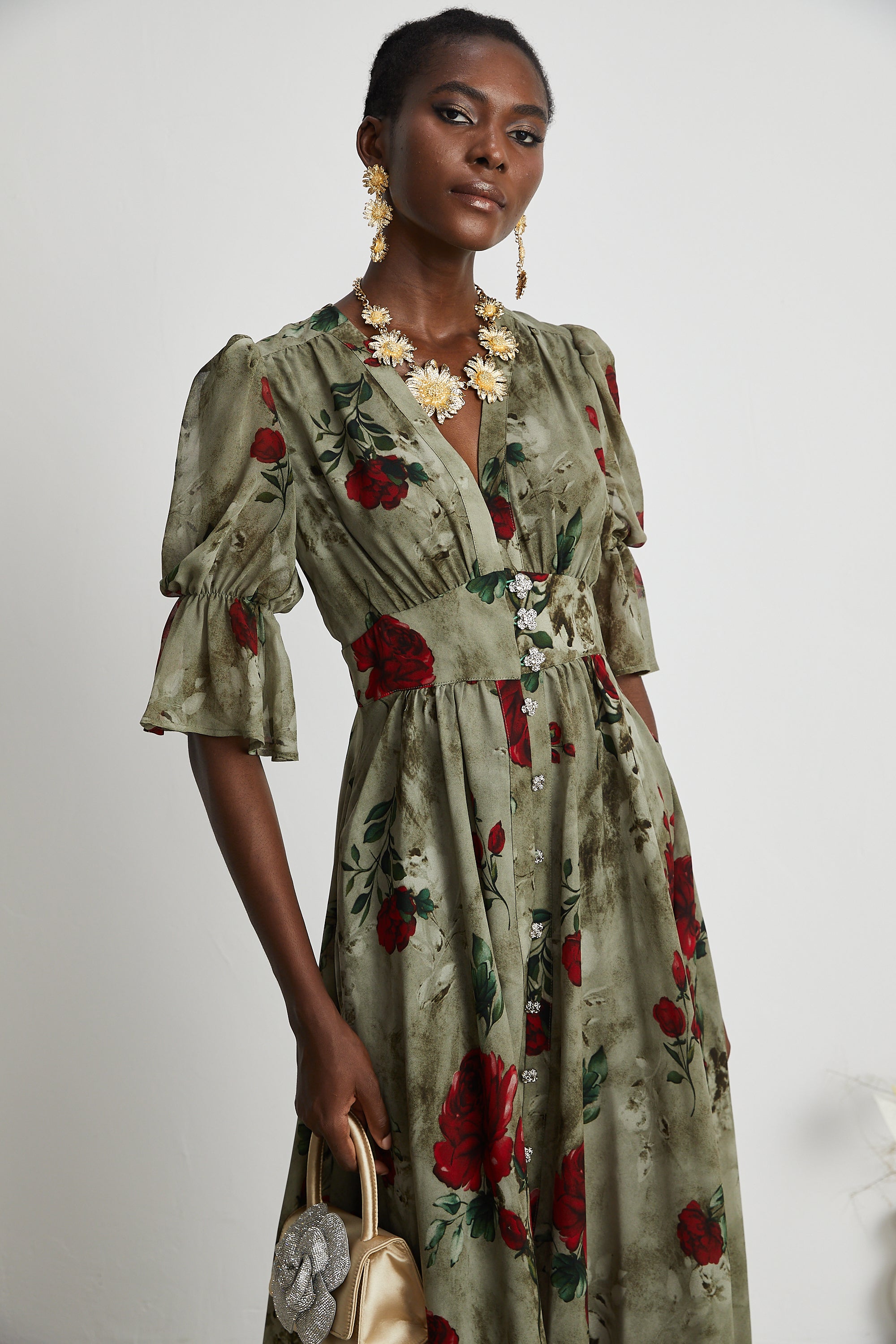 Mélisande floral-print V-neck midi dress