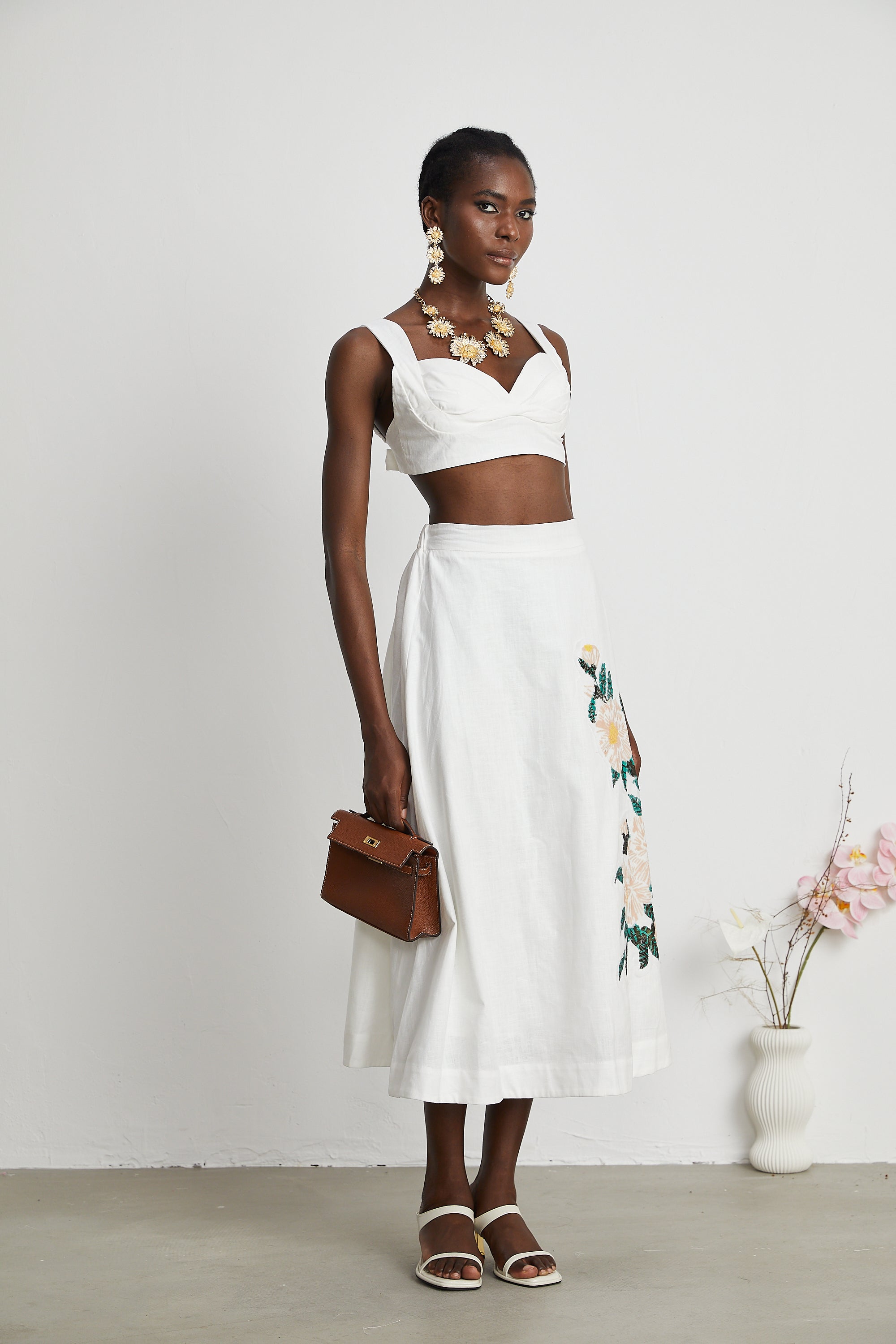 Josette embroidered top & skirt matching set